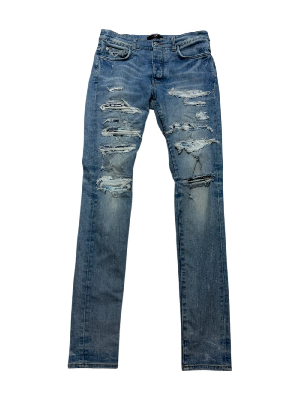 Amiri Tie Dye Thrasher Patch Light Wash & Blue Jeans
