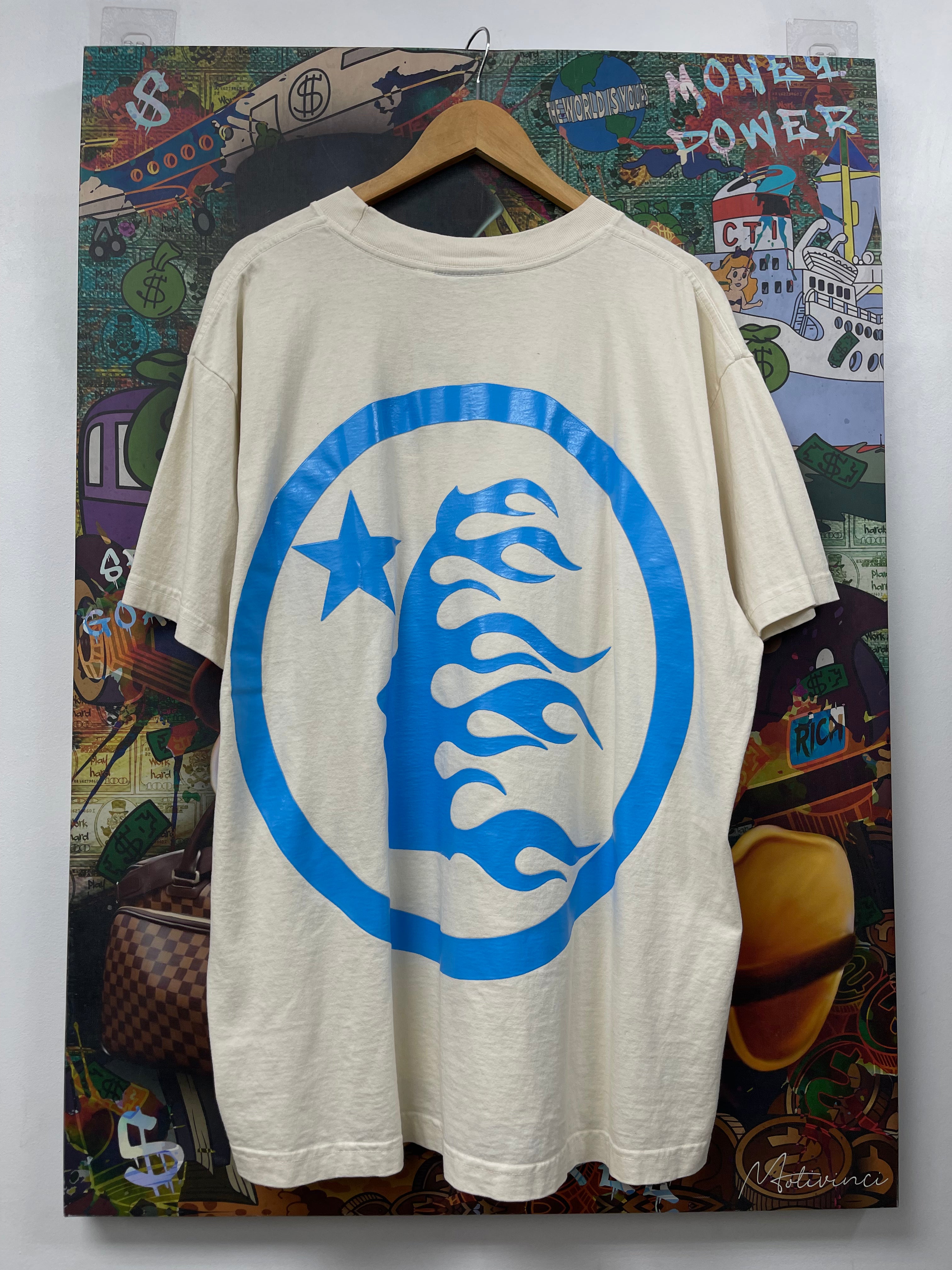 Hellstar Cream Baby Blue Classic Logo Tee