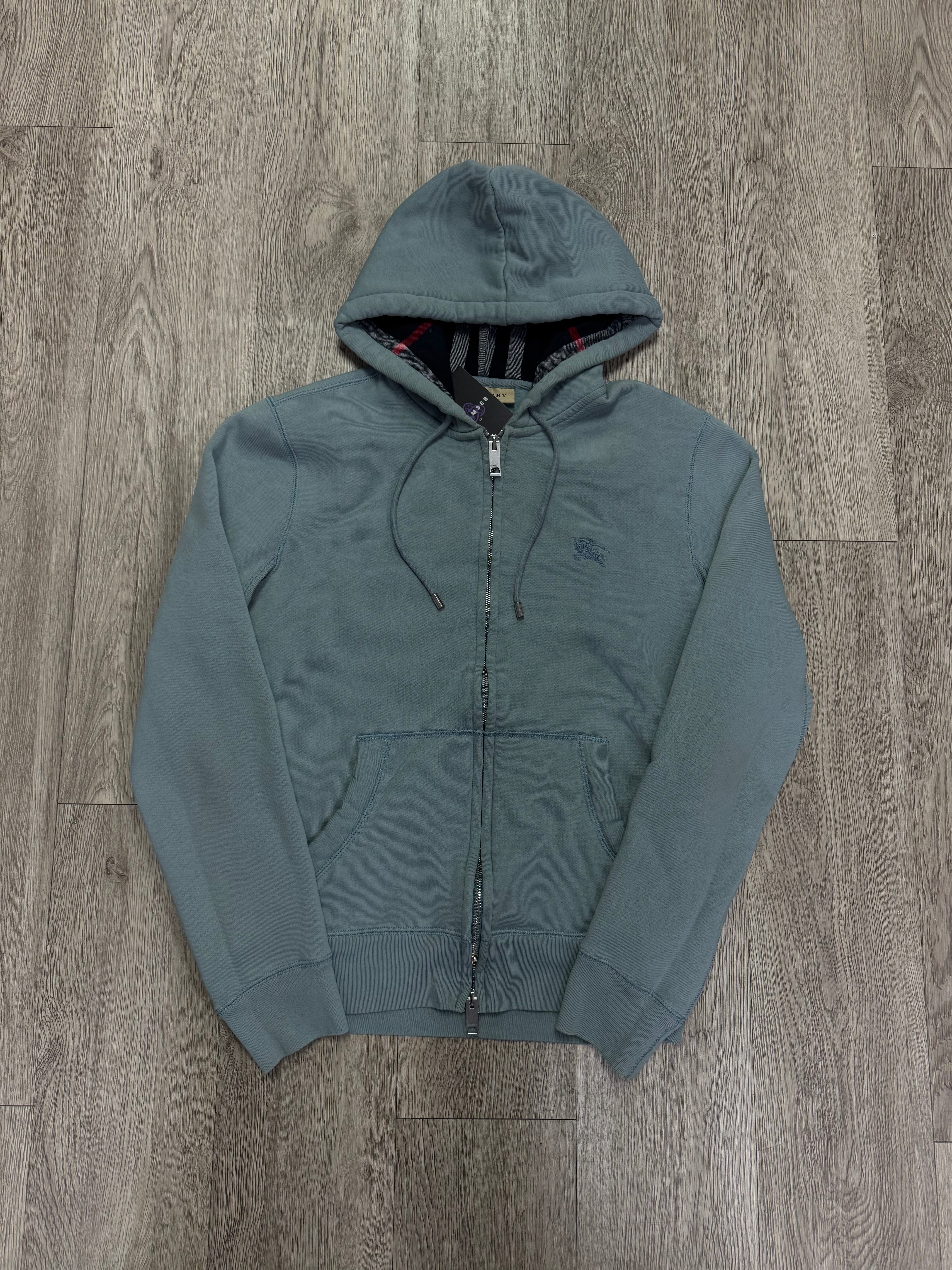 Burberry Baby Blue Inner Plaid Monogram Zip Up