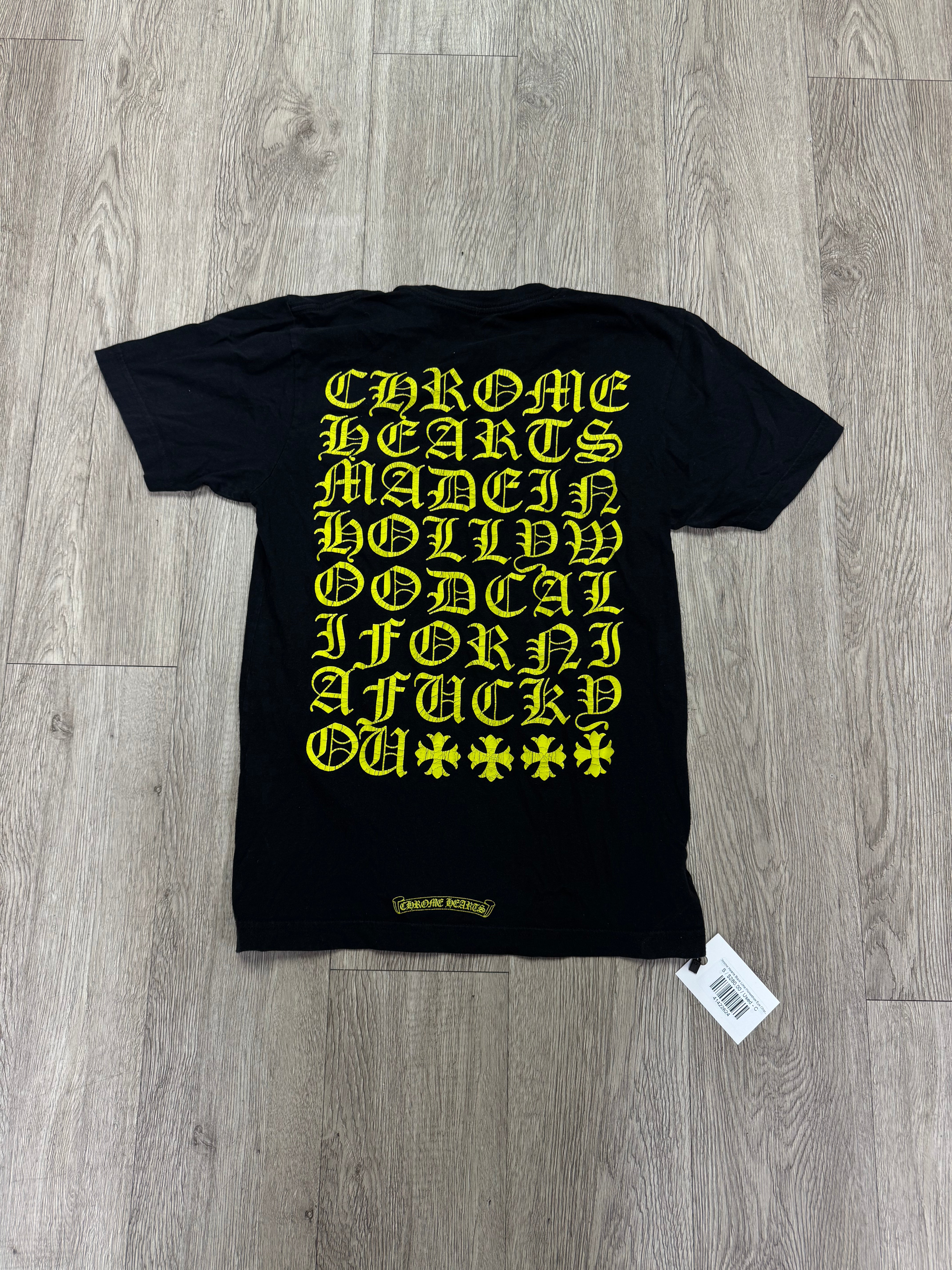 Chrome Hearts Black Lime Horseshoe Eye Chart Logo Tee