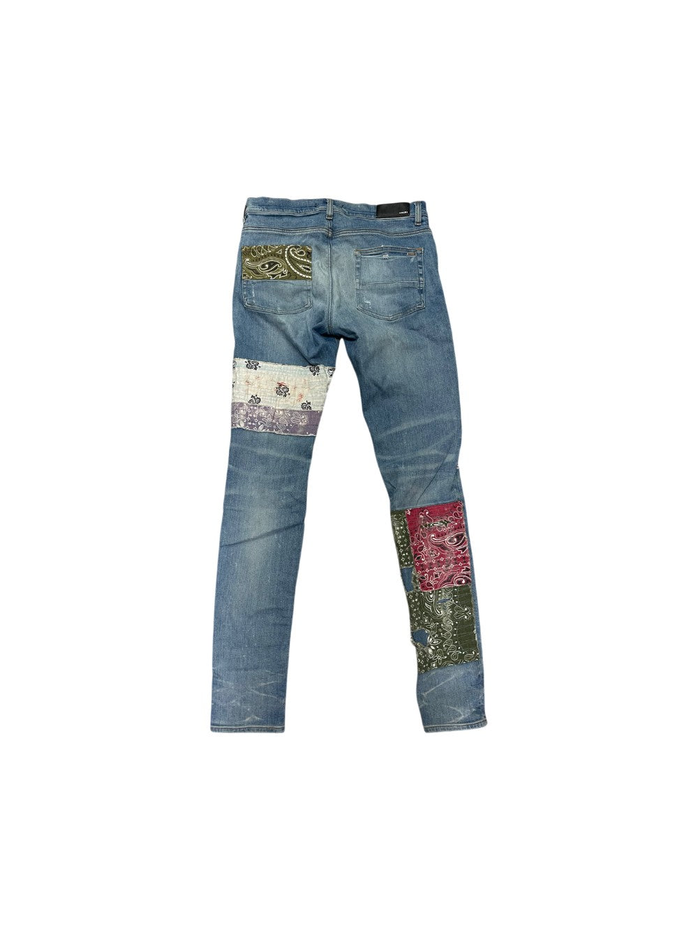 Amiri Multi Distressed Paisley Patchwork Light Wash Jeans