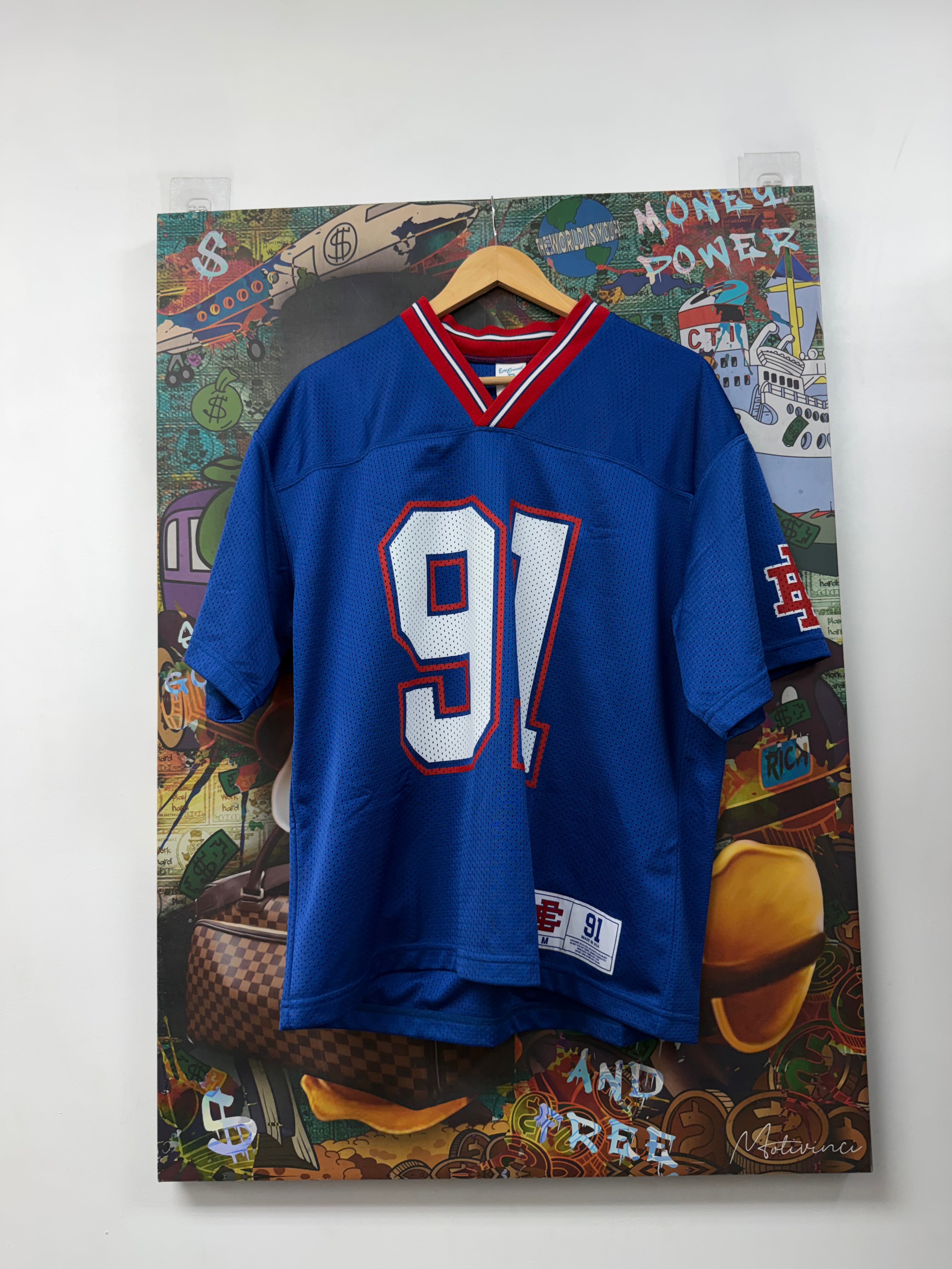 Eric Emanuel Blue Red Football Jersey