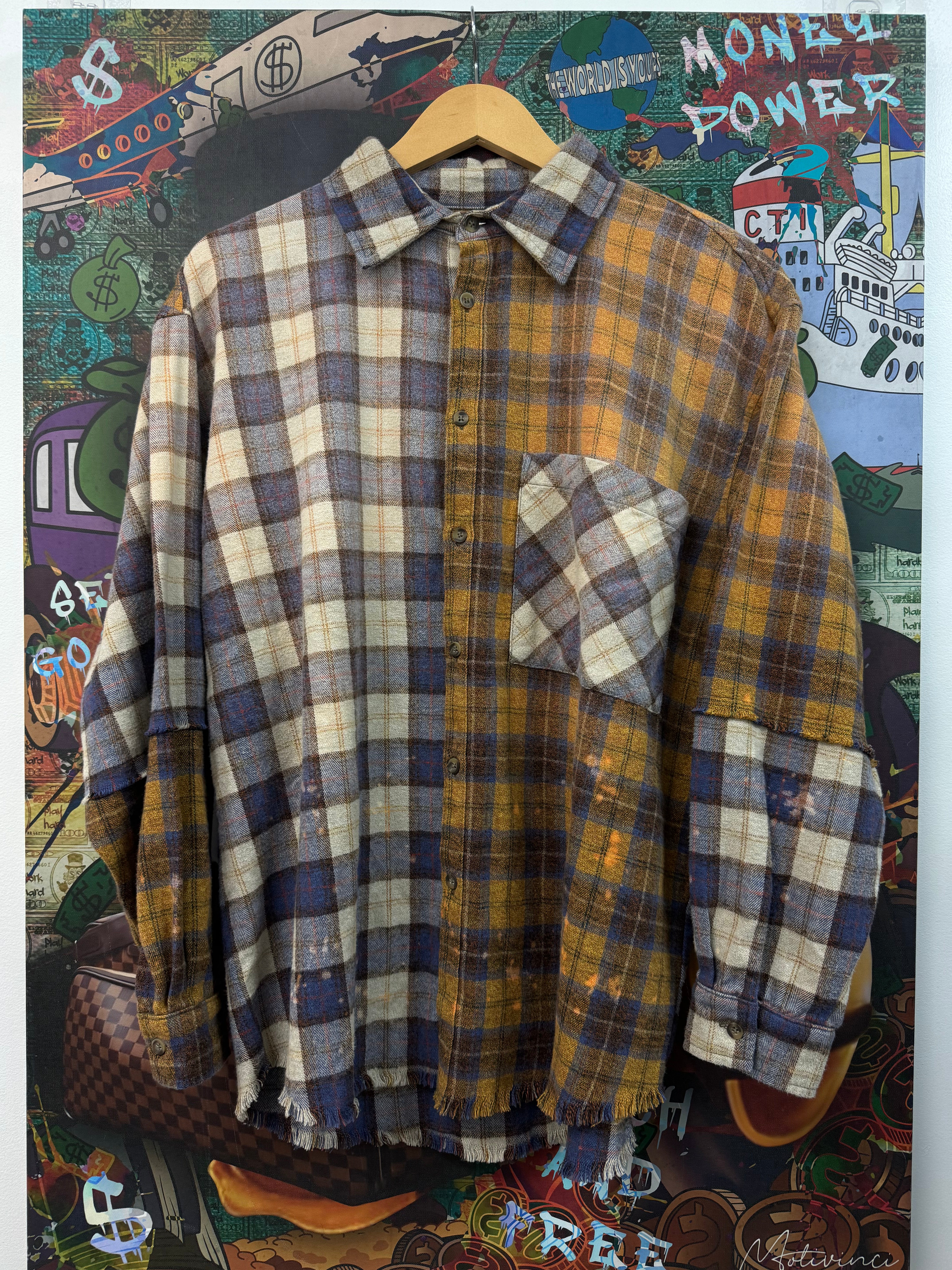 Satoshi Nakamoto Brown Patchwork Flannel