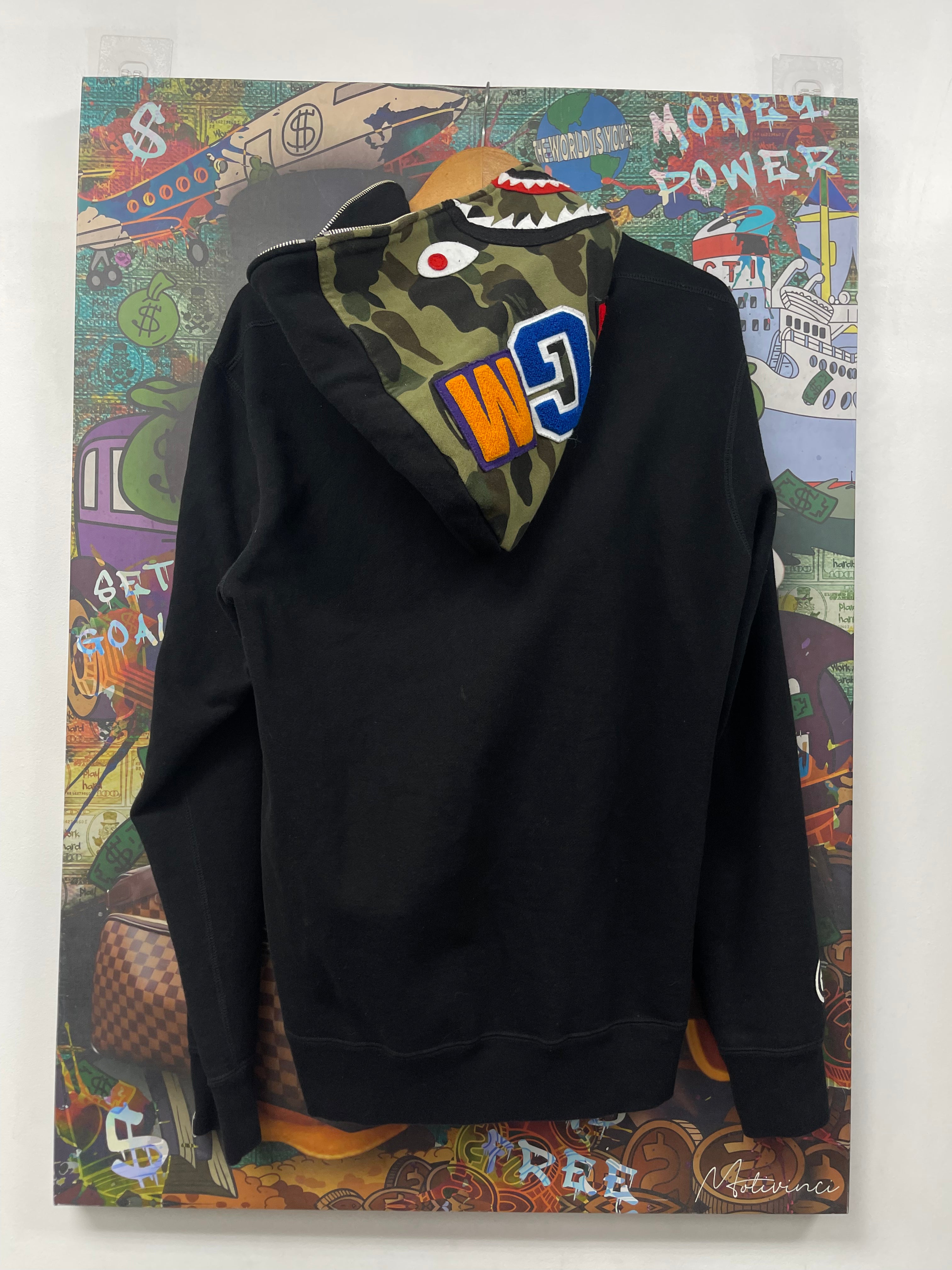 BAPE Black Camo Shark Zip Hoodie