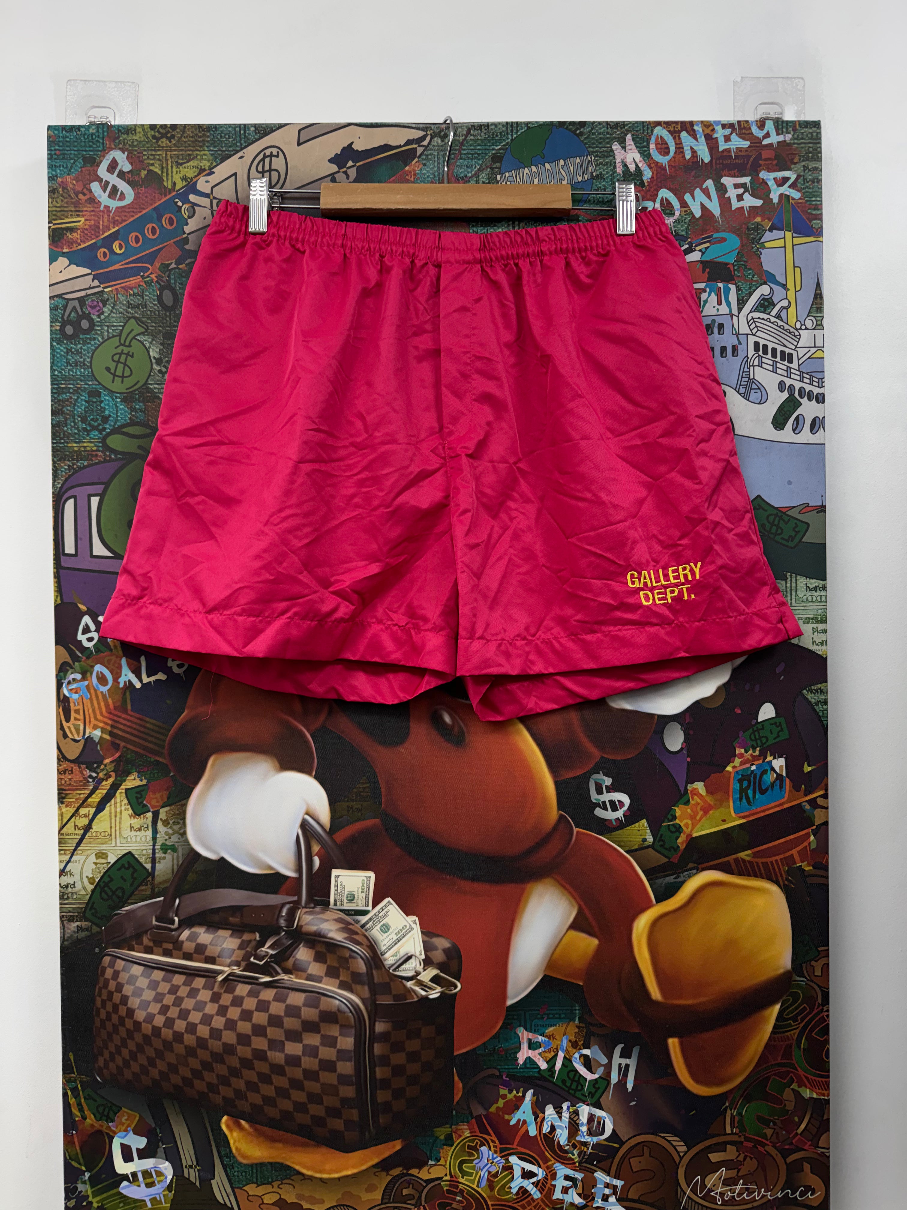 Gallery Dept Pink Gold Embroidered Shorts