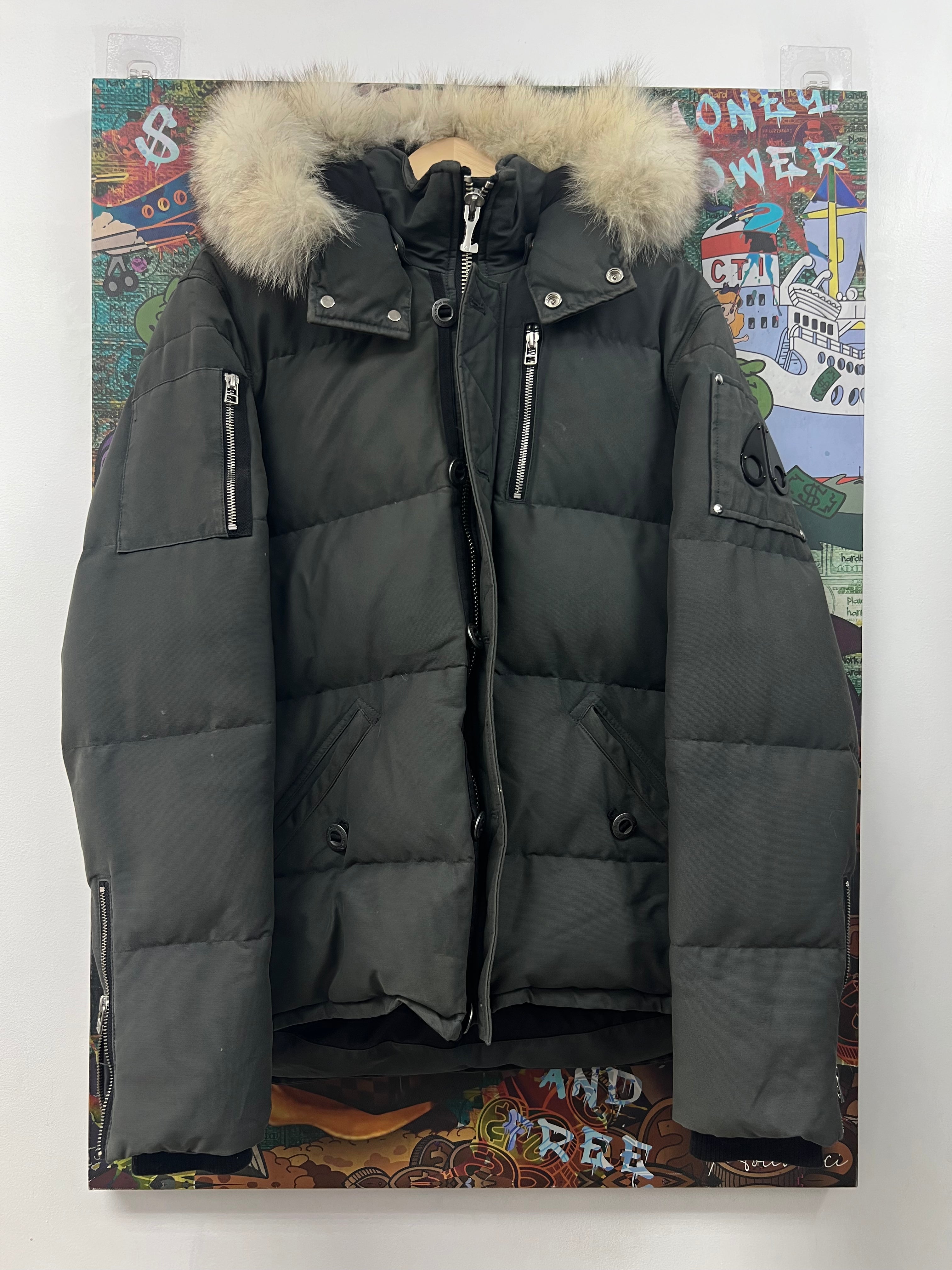 Moose Knuckles Grey White Fur 3Q Jacket