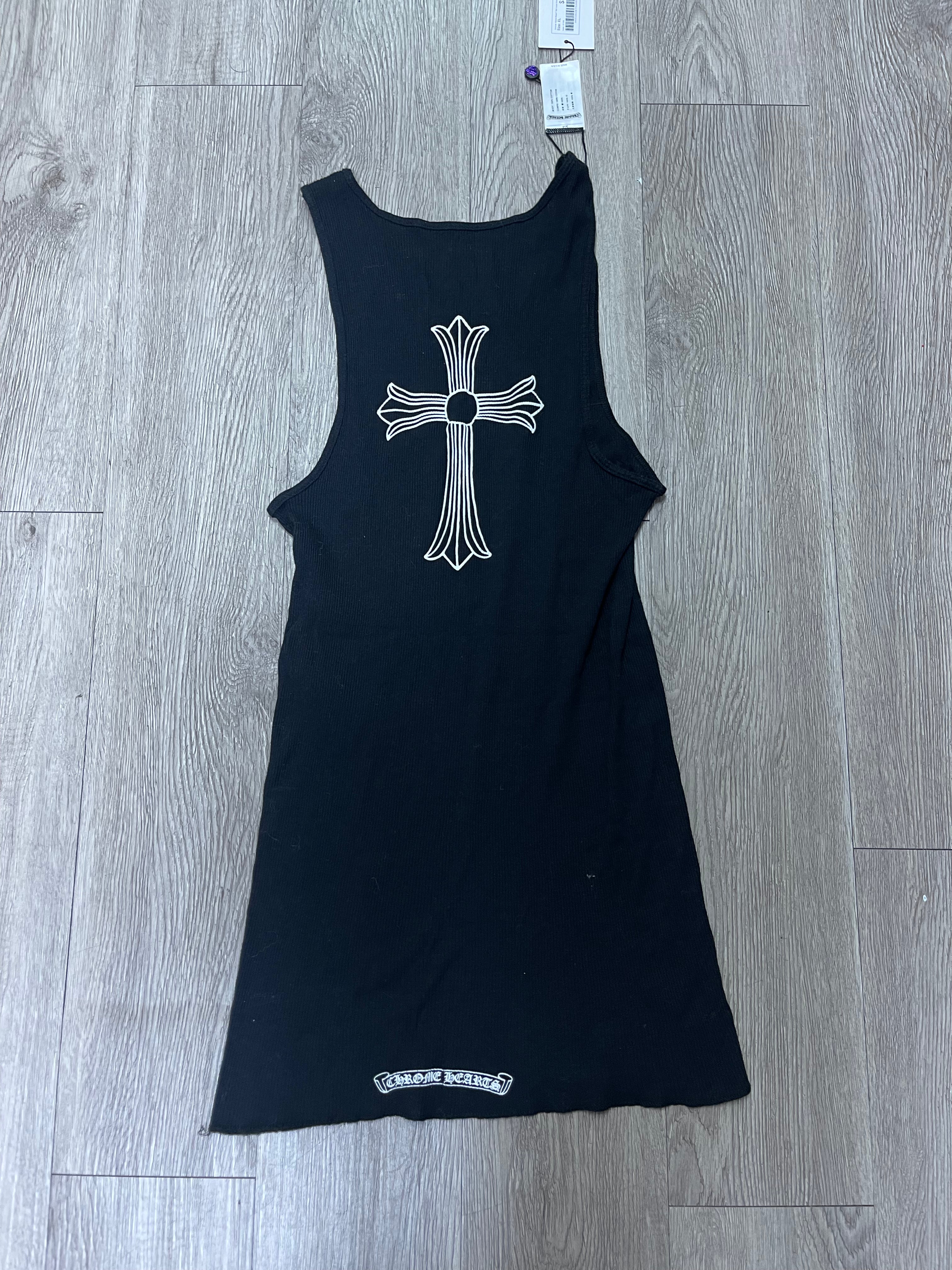 Chrome  Hearts Black T Bar Large Cross Tank Top