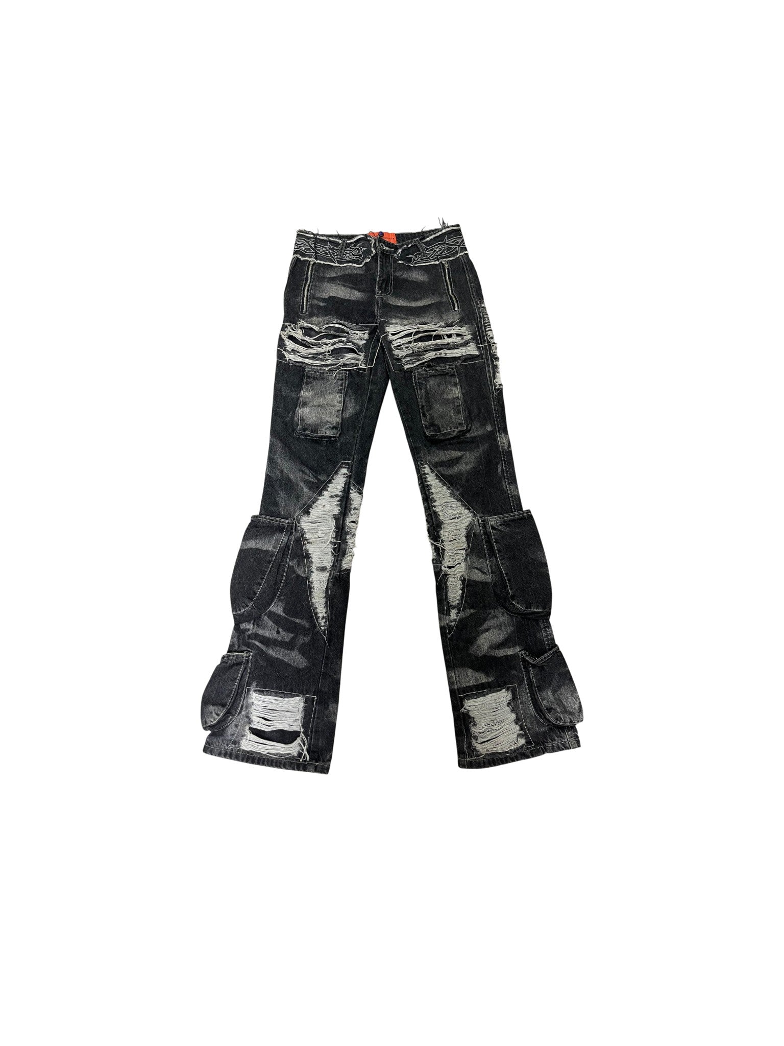 Who Decides War Thorned Cargo Black Jeans