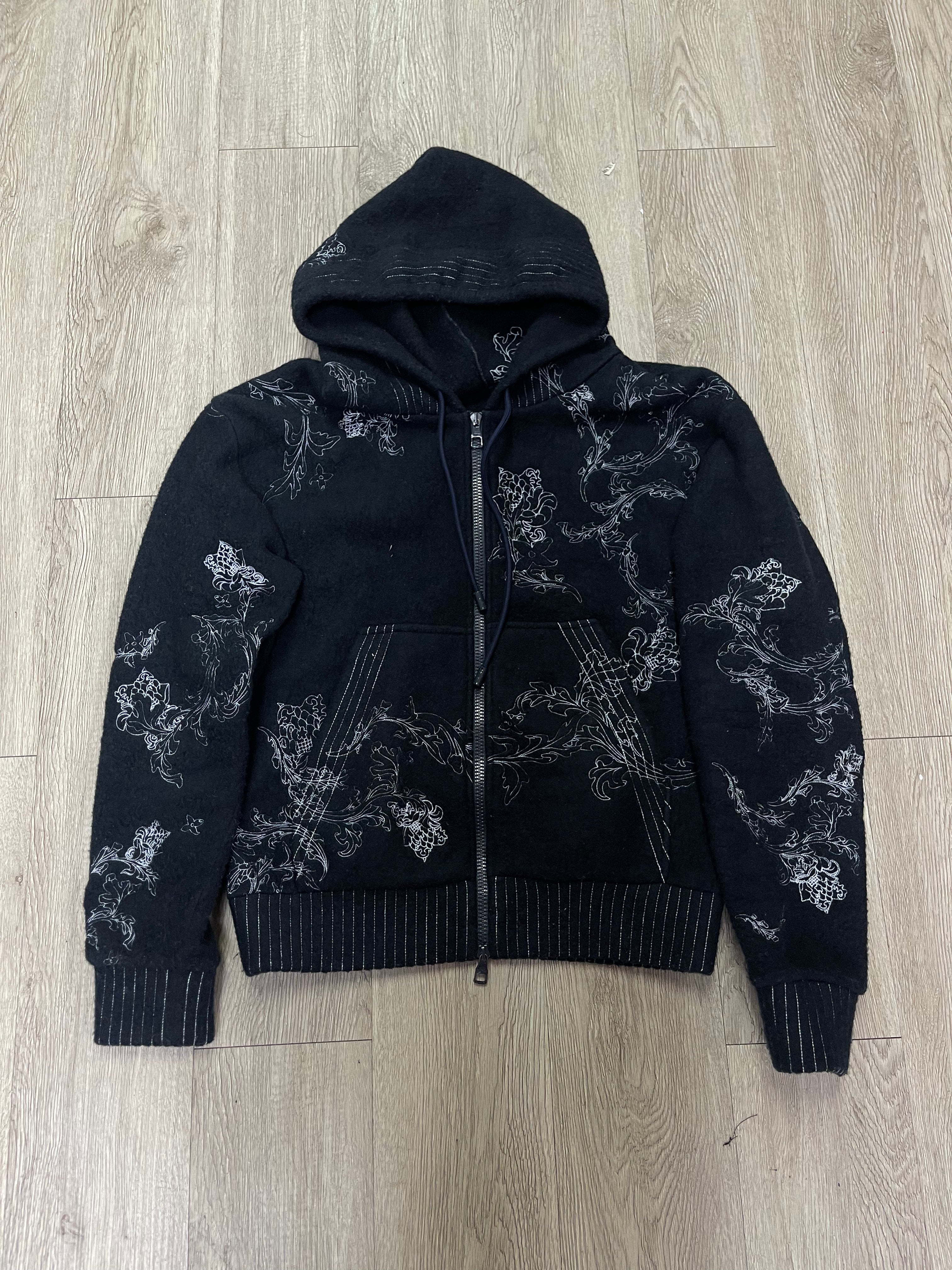 Louis Vuitton Navy Floral Embroidered Zip Up