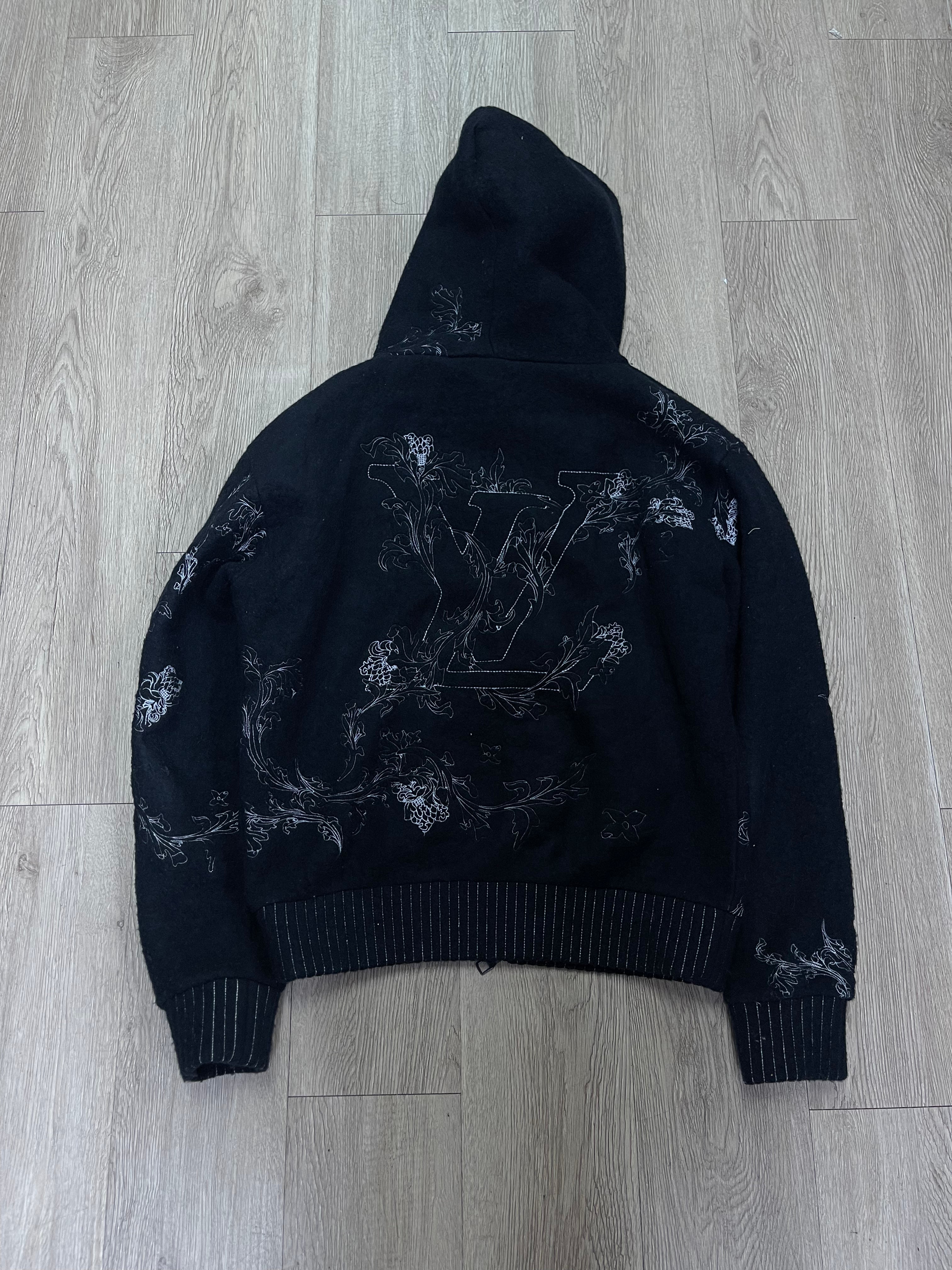 Louis Vuitton Navy Floral Embroidered Zip Up