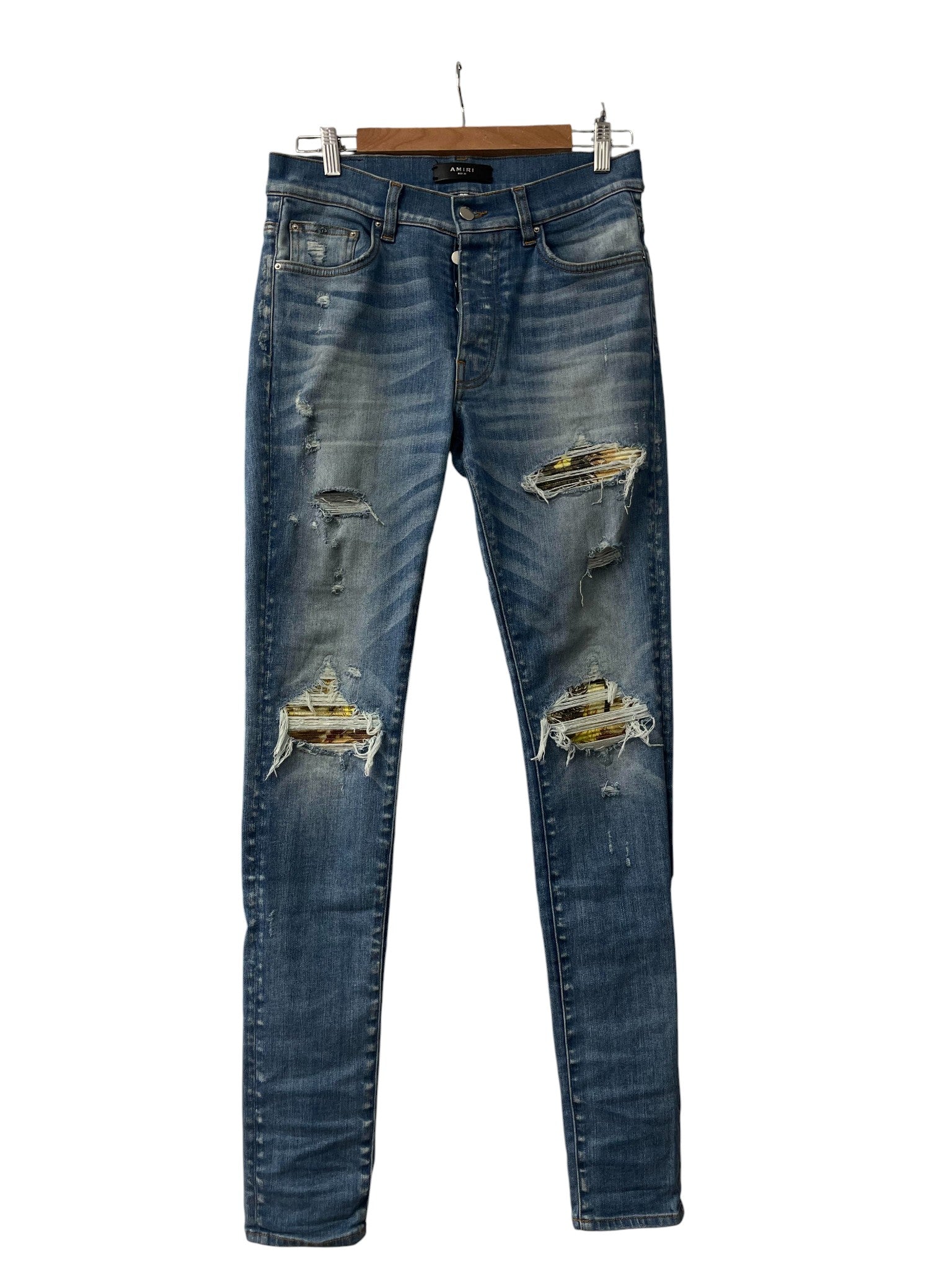 Amiri MX1 Black Camo Patch Jeans