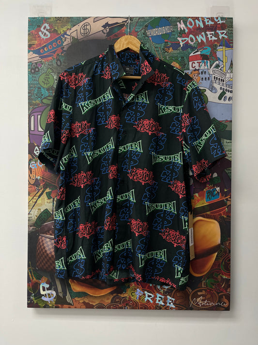 Ksubi Black Multi Button Up  New Large With Tags