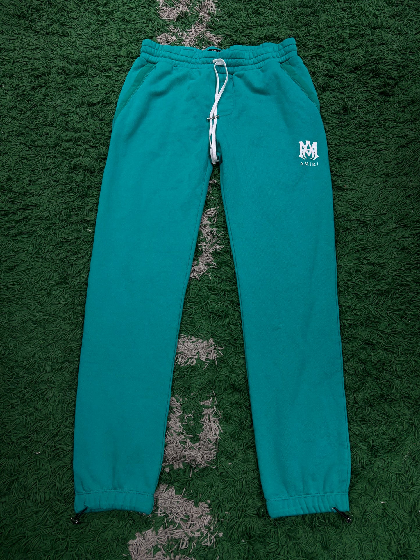 Amiri MA Logo Sweats Teal White New XL With Tags