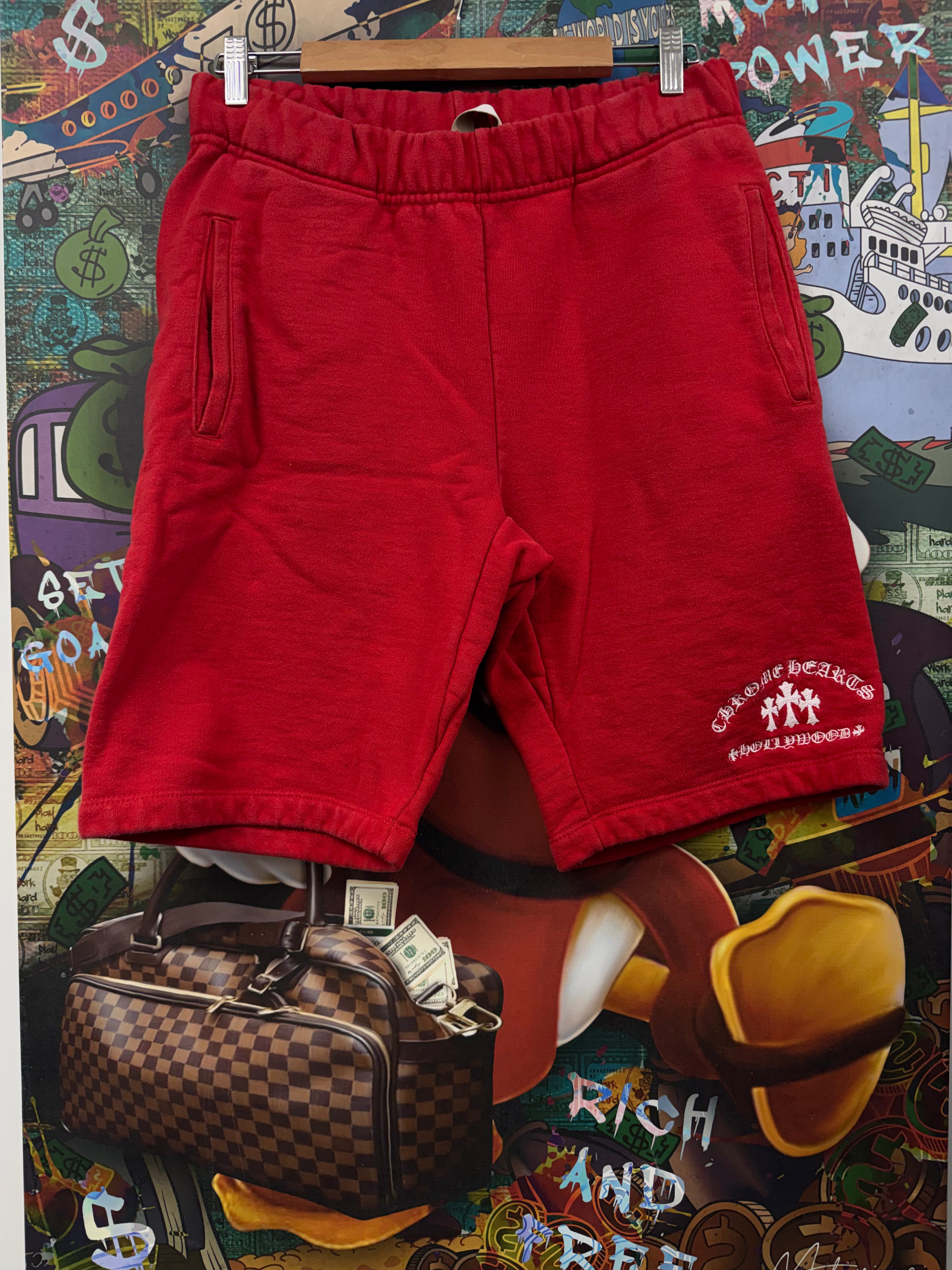 Chrome Hearts Red White King Taco Shorts