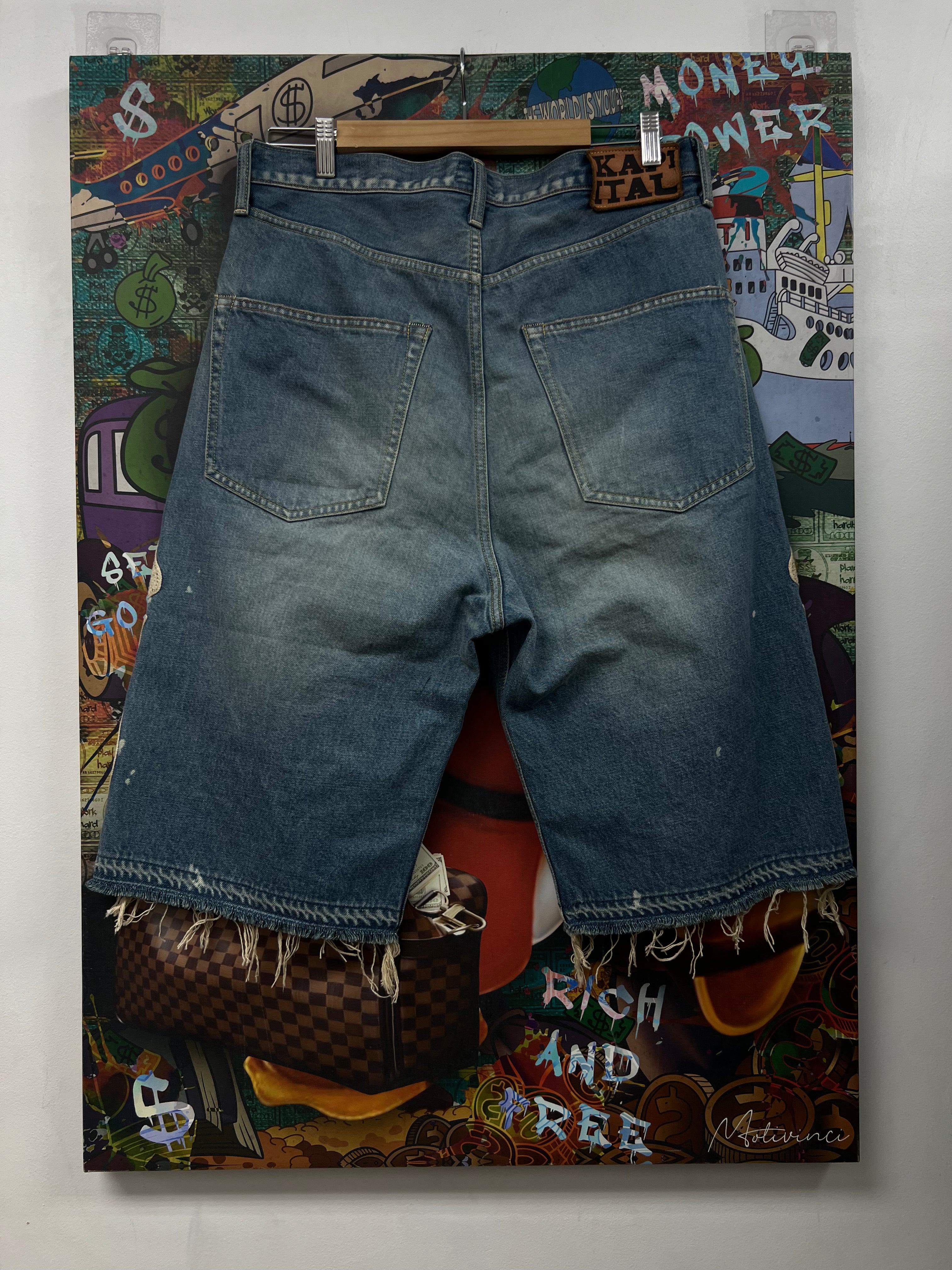 Kapital Light Wash Bone Shorts