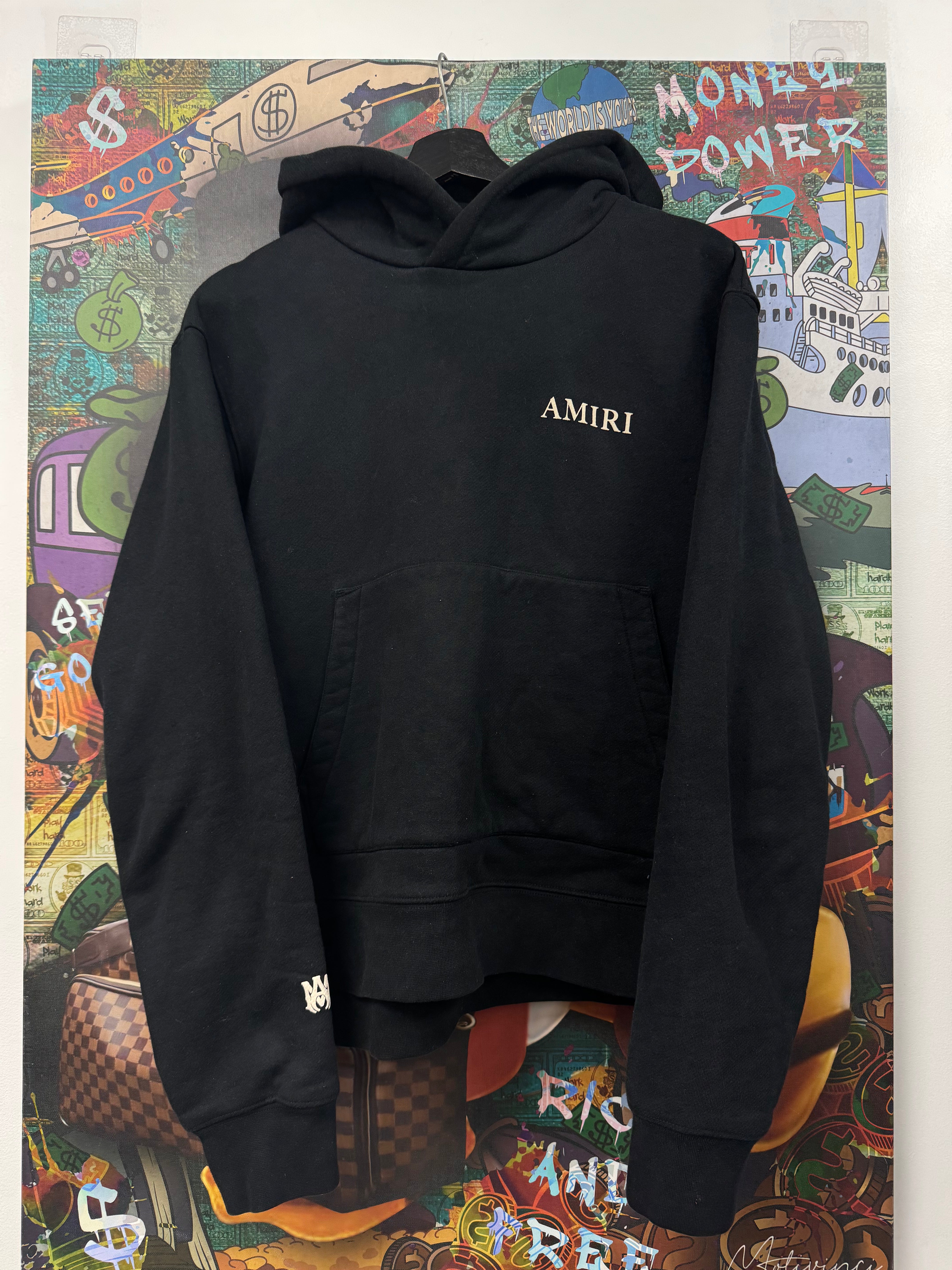 Amiri Black Puff Logo (Small Tear By Pocket) Hoodie