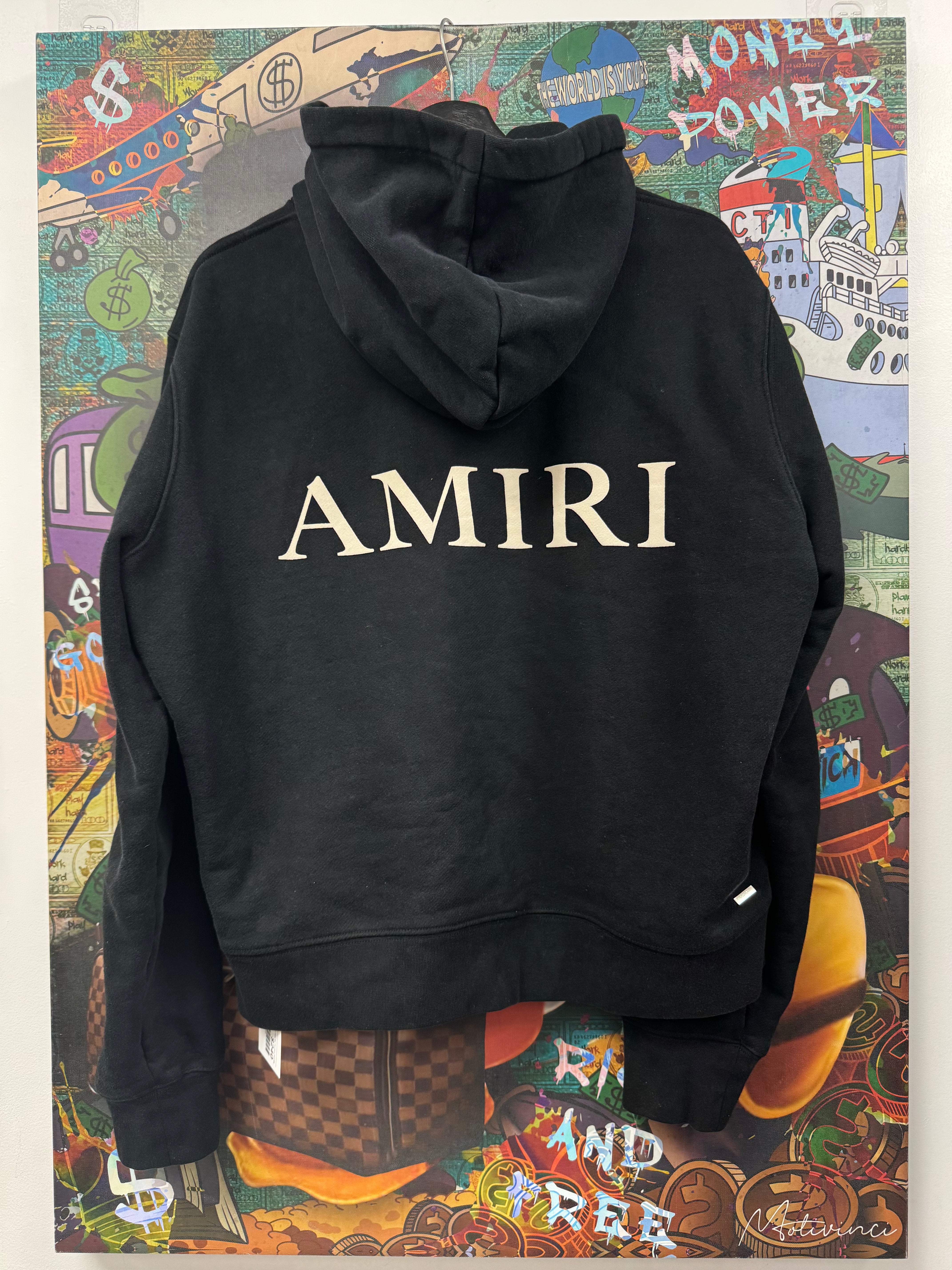 Amiri Black Puff Logo (Small Tear By Pocket) Hoodie
