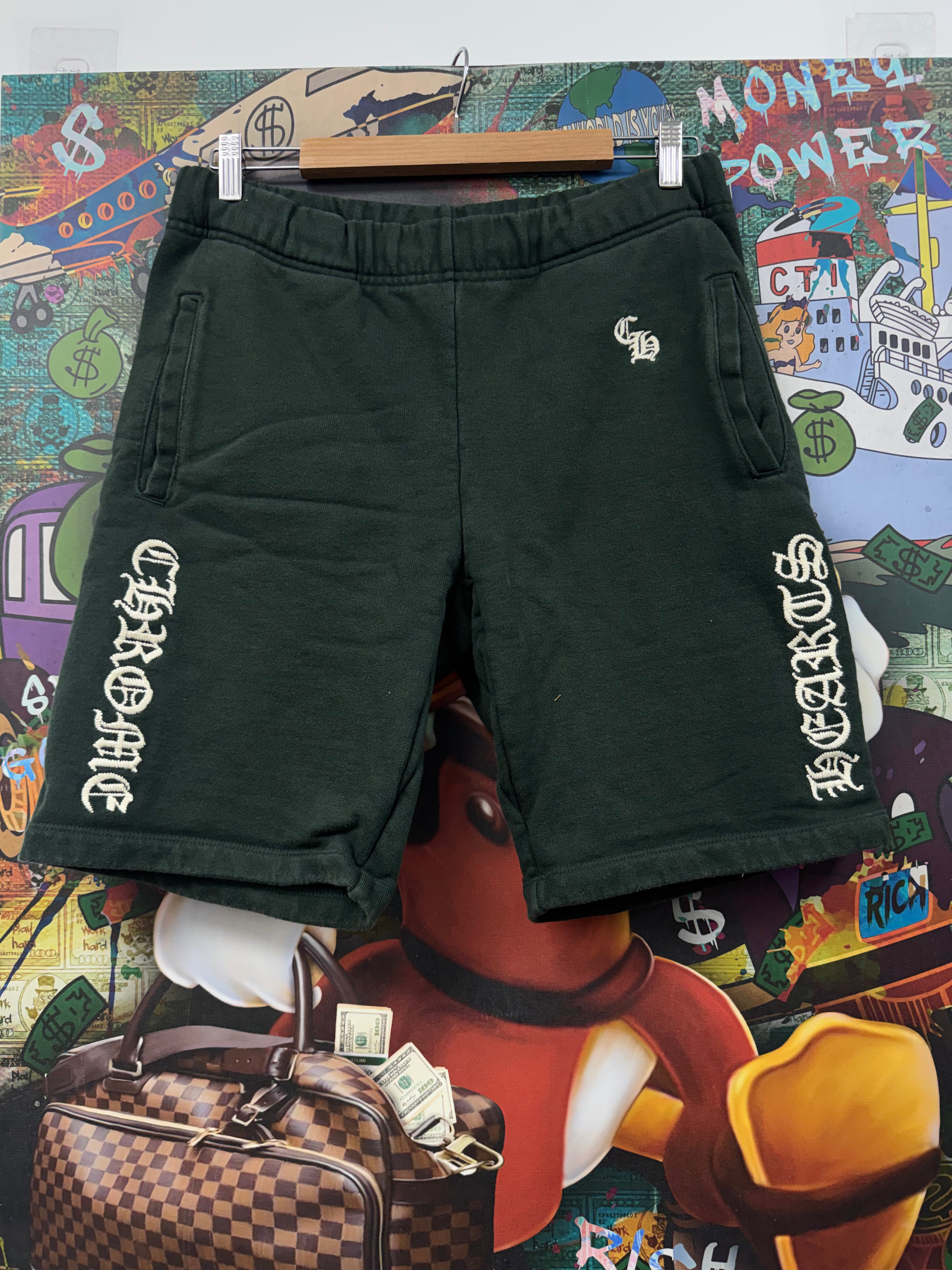 Chrome Hearts Green Slo Ride Embroidered Shorts