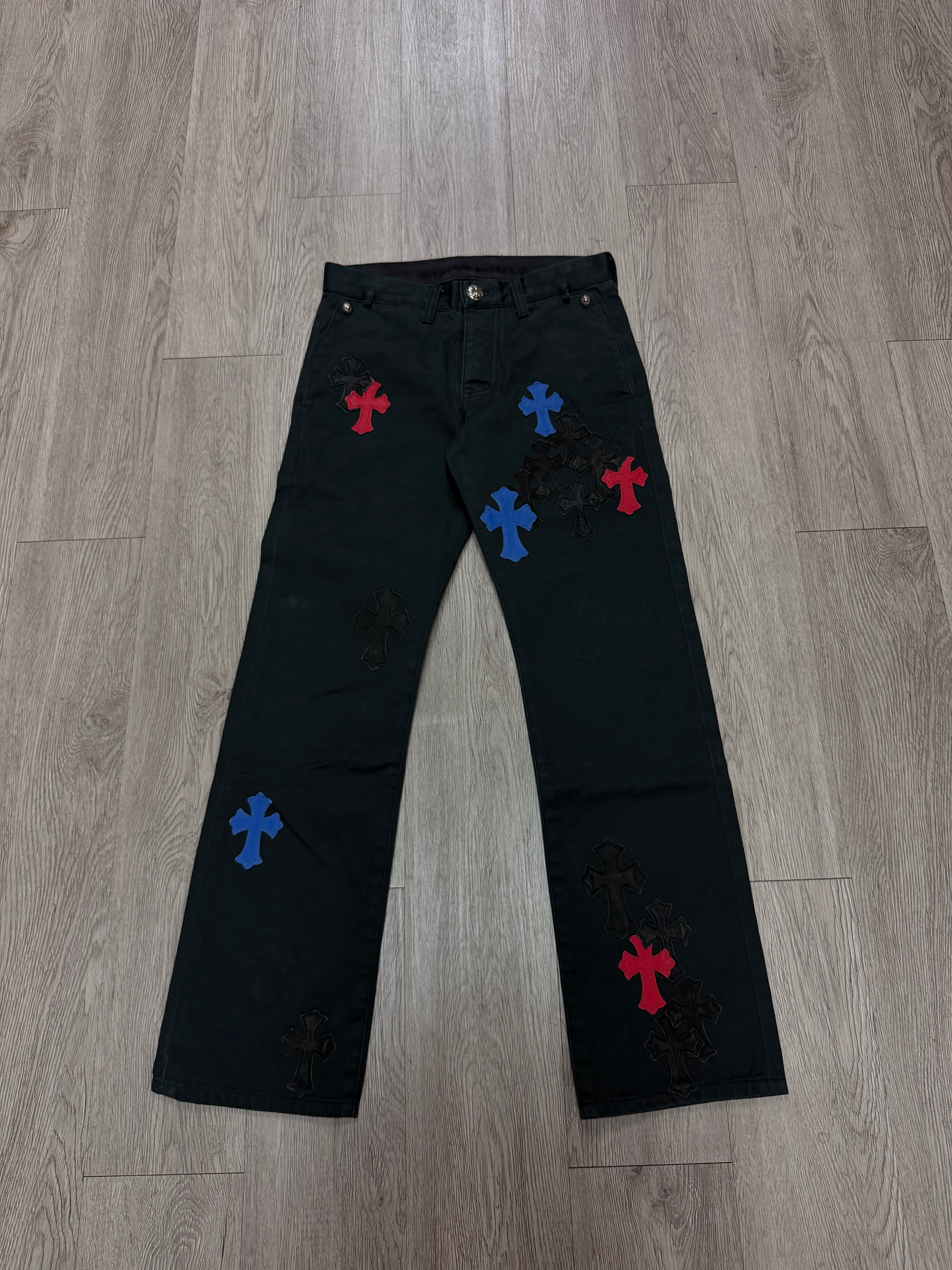 Chrome Hearts Black Wash Spider-Man Cross Patch Chino Pants
