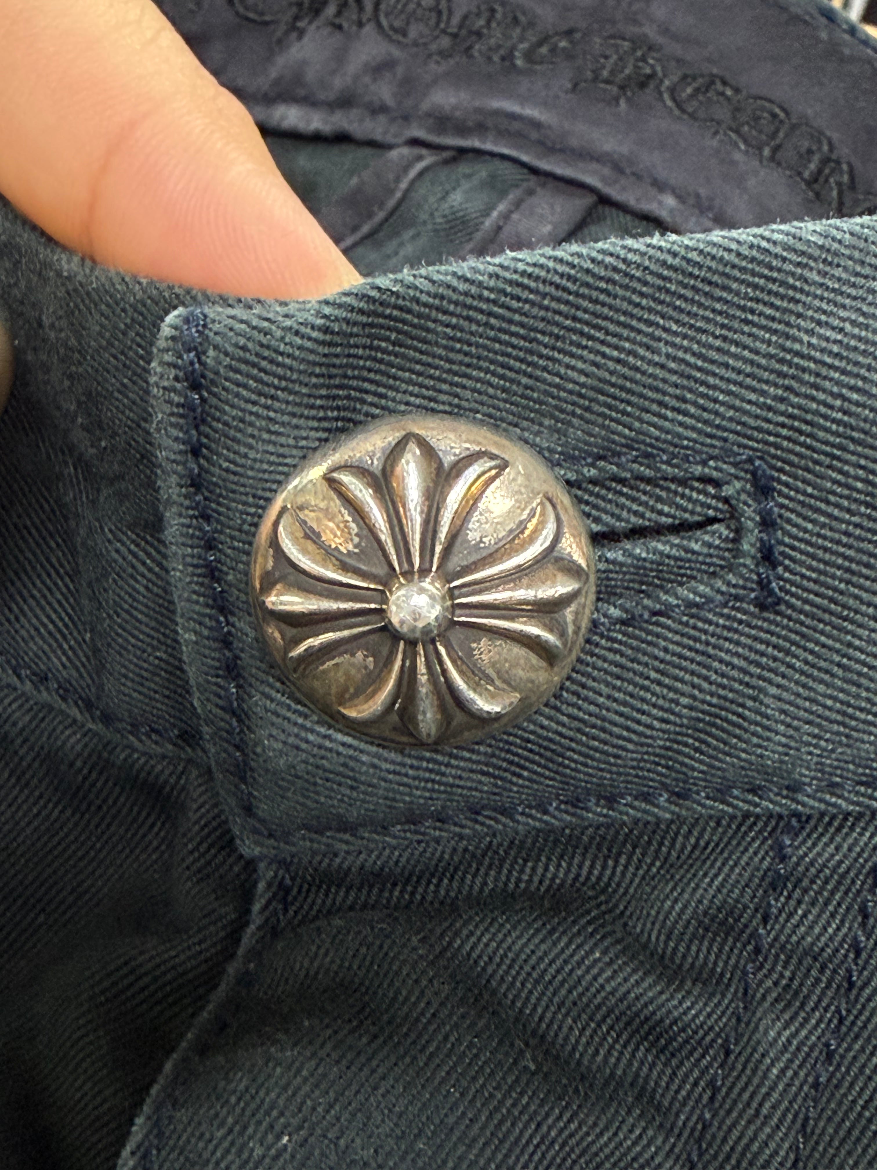 Chrome Hearts Black Wash Spider-Man Cross Patch Chino Pants