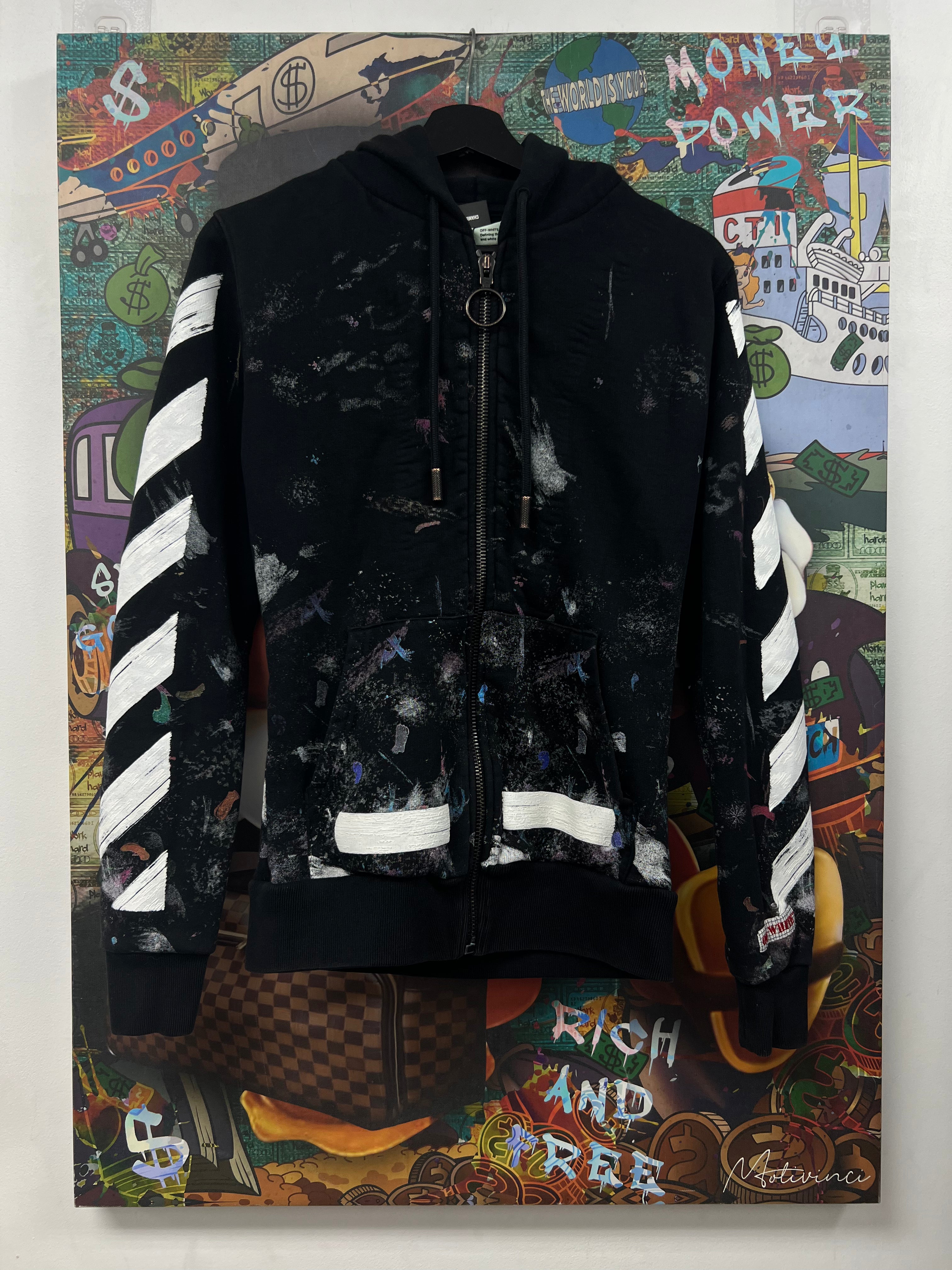 Off White Black White Splatter Zip Up Hoodie