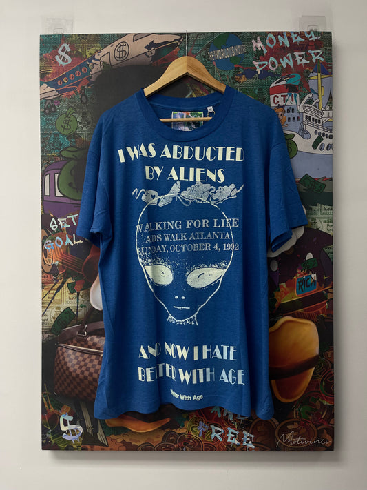 Better With Age Abducted By Aliens Tee Blue New XL With Tags