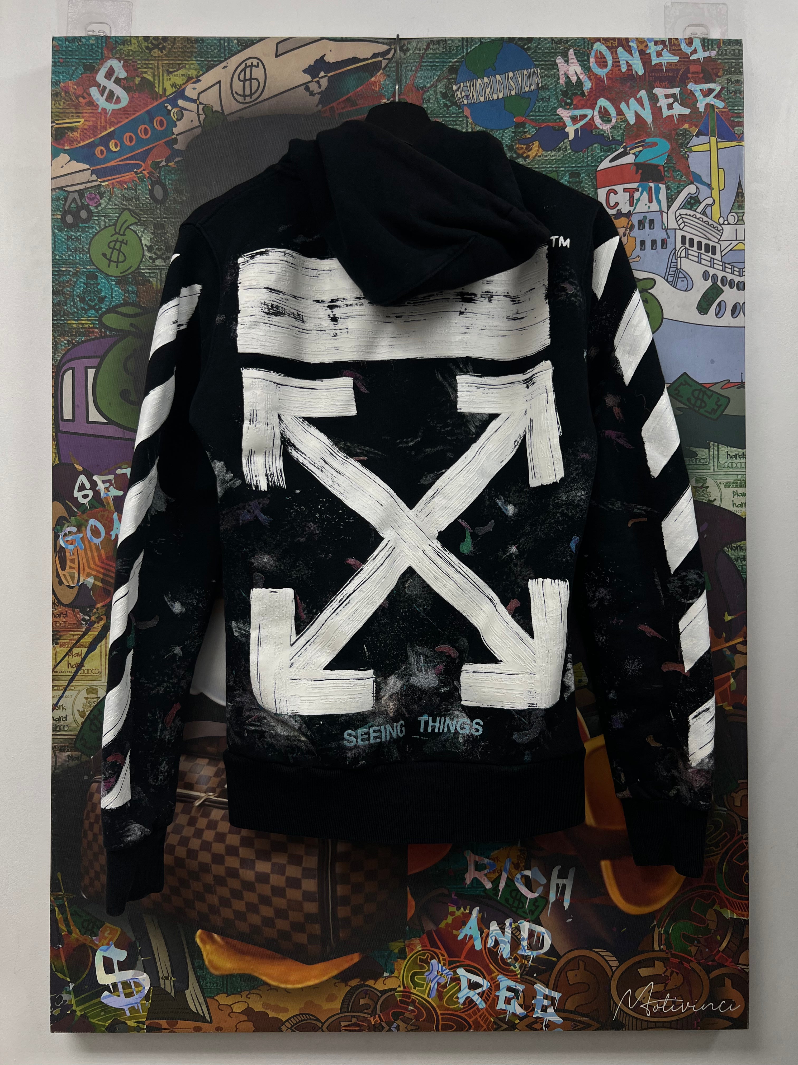 Off White Black White Splatter Zip Up Hoodie