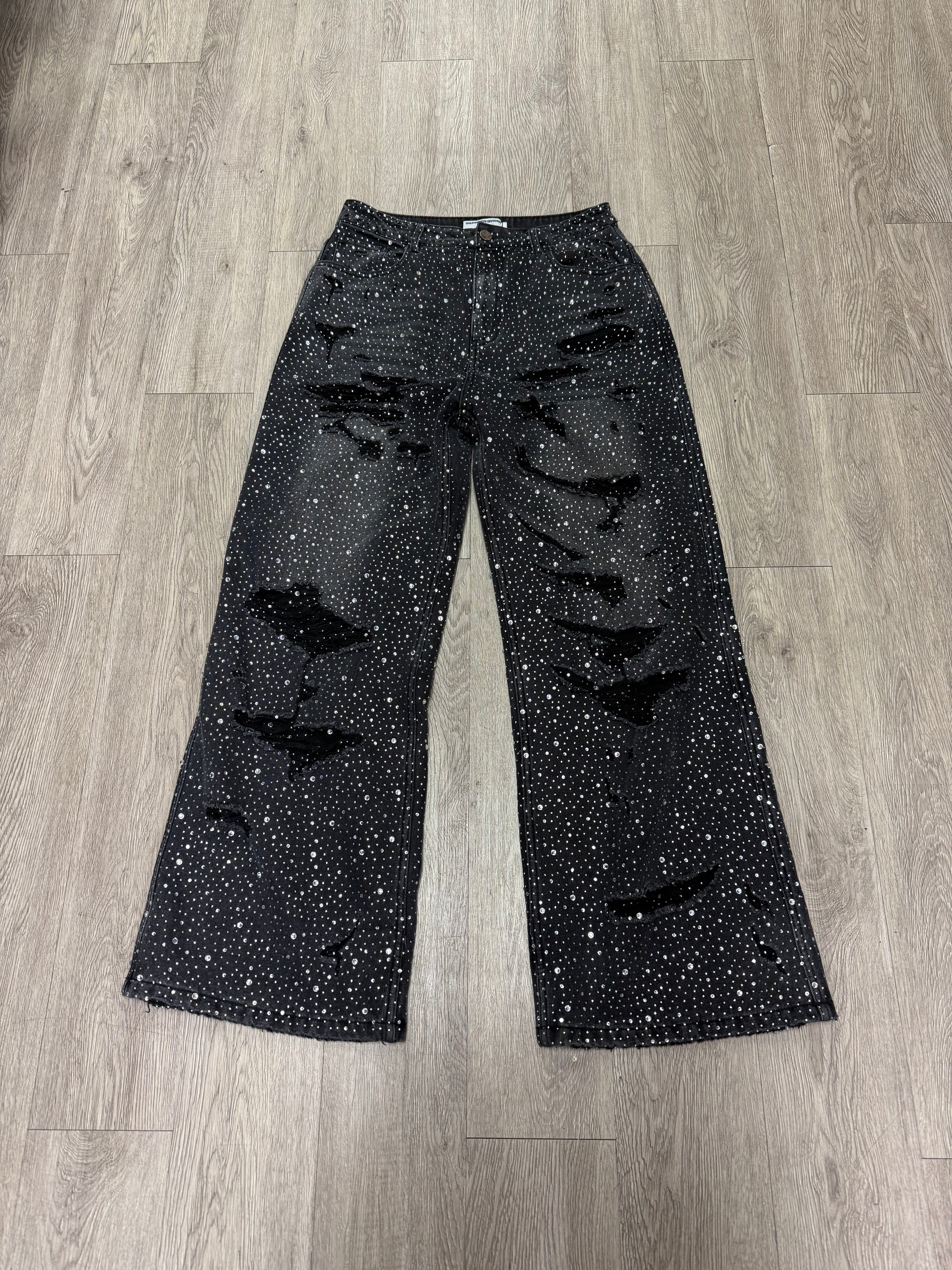 Vale Black Wash Crystal Rain Jeans