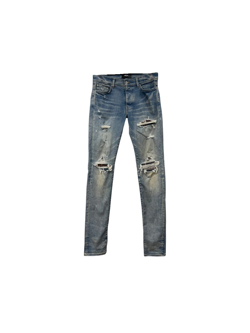 Amiri "MX1" Patch Light Wash, Maroon & Blue Jeans