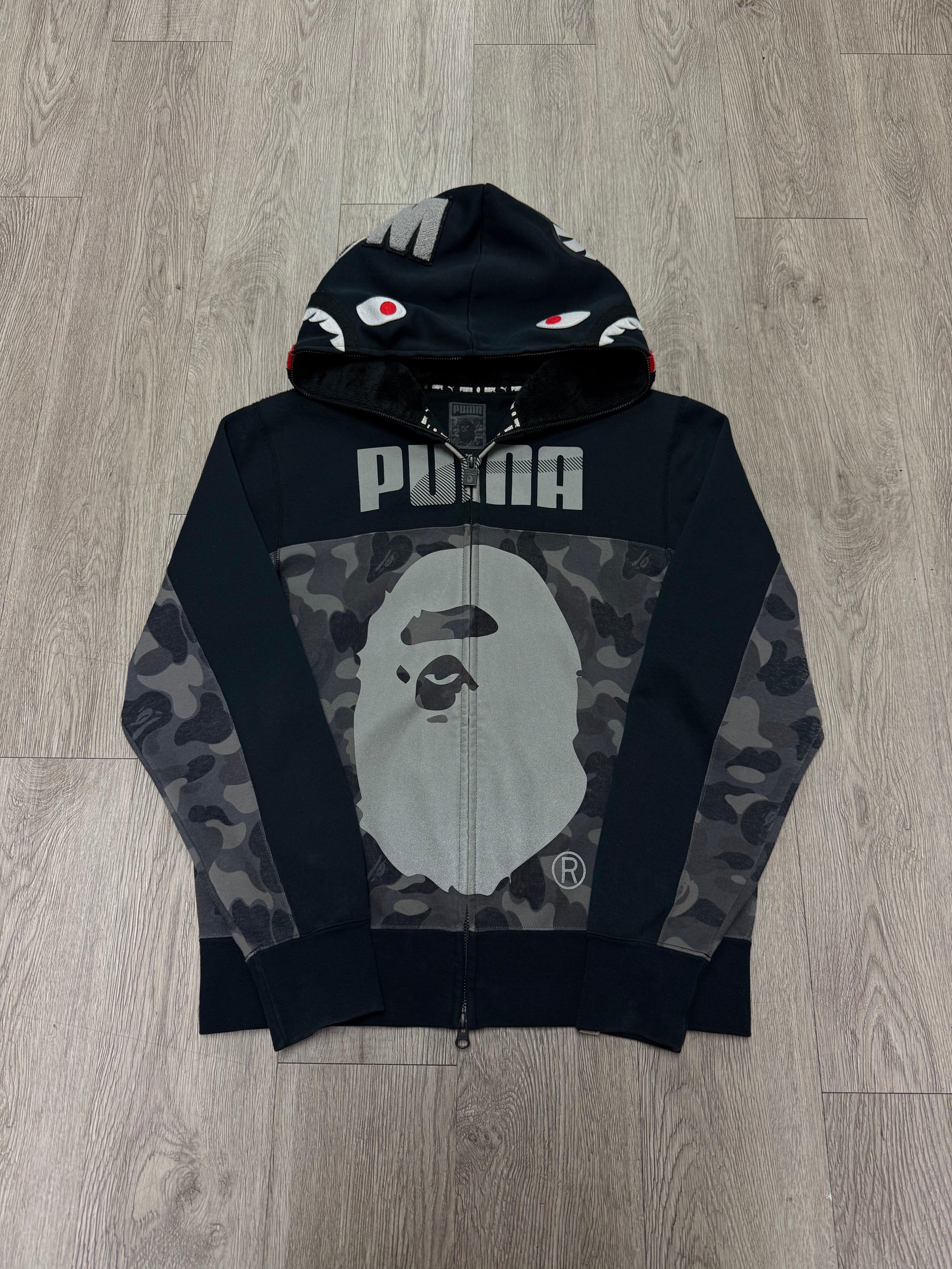 BAPE x PUMA Shark Black Grey Zip Up Hoodie