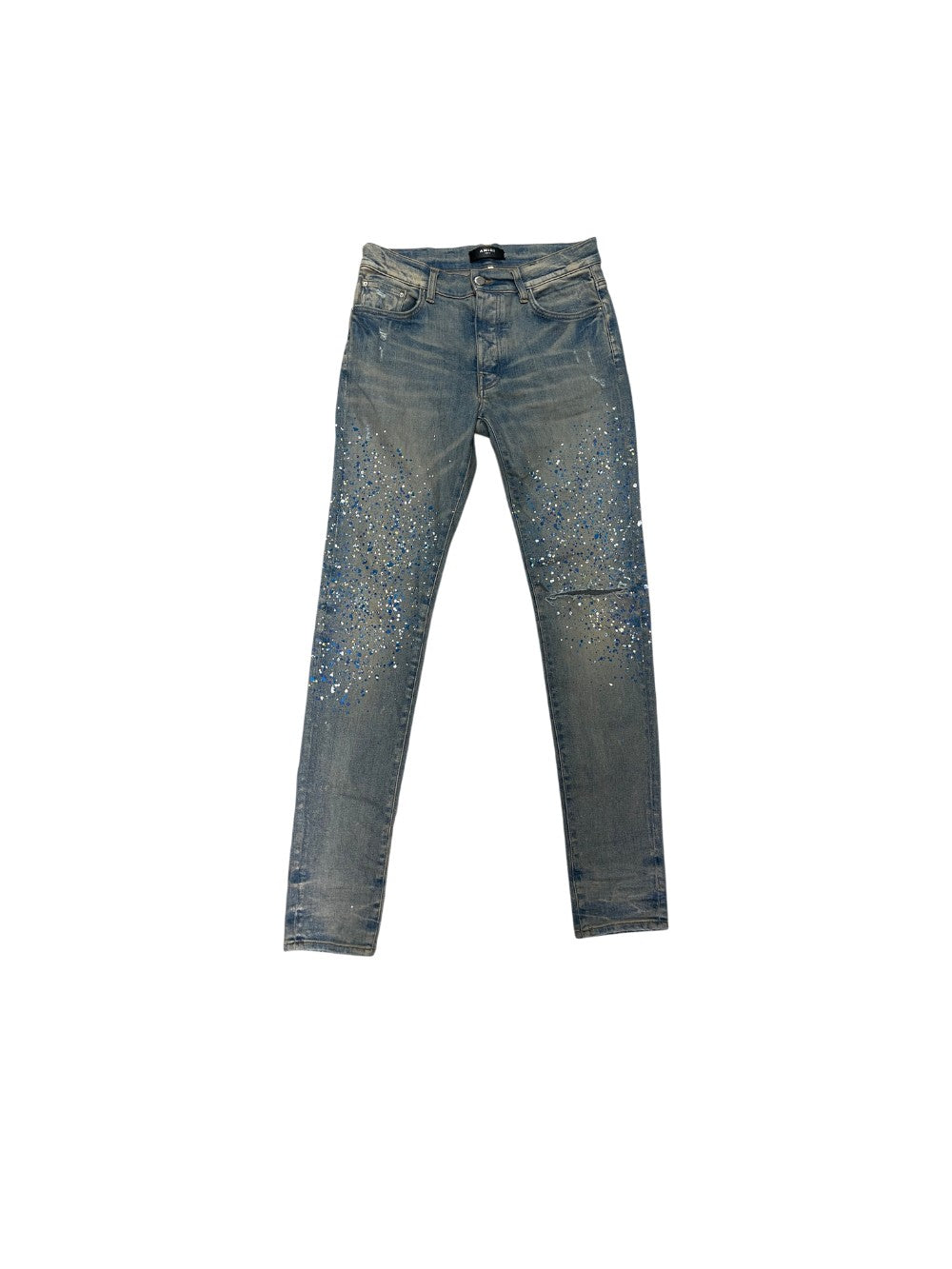 Amiri Crystal Paint Splatter Light Wash Jeans