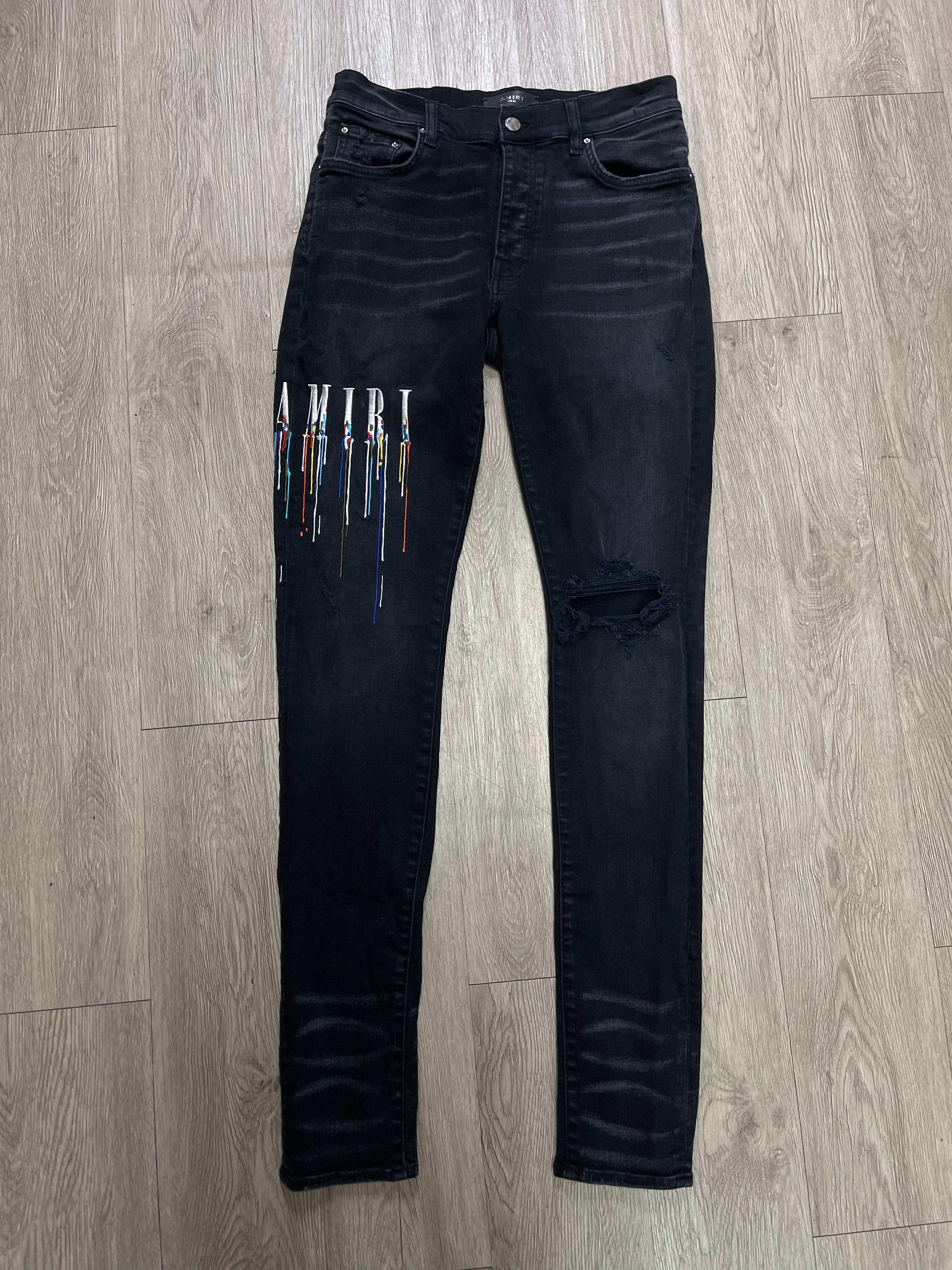 Amiri Black Paint Drip Jeans