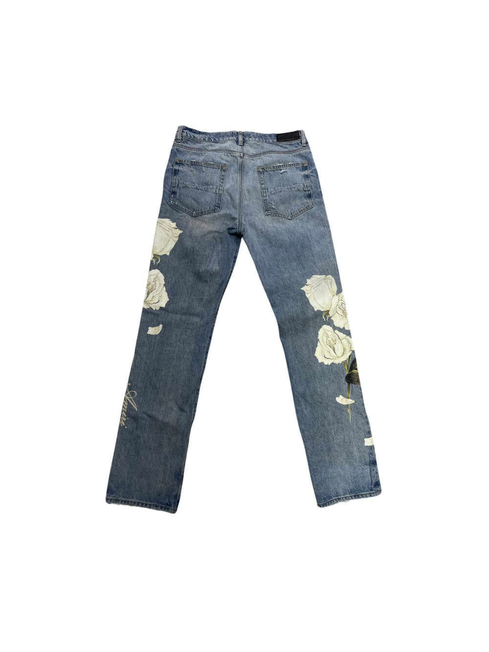 Amiri Floral Straight Leg Light Wash Jeans