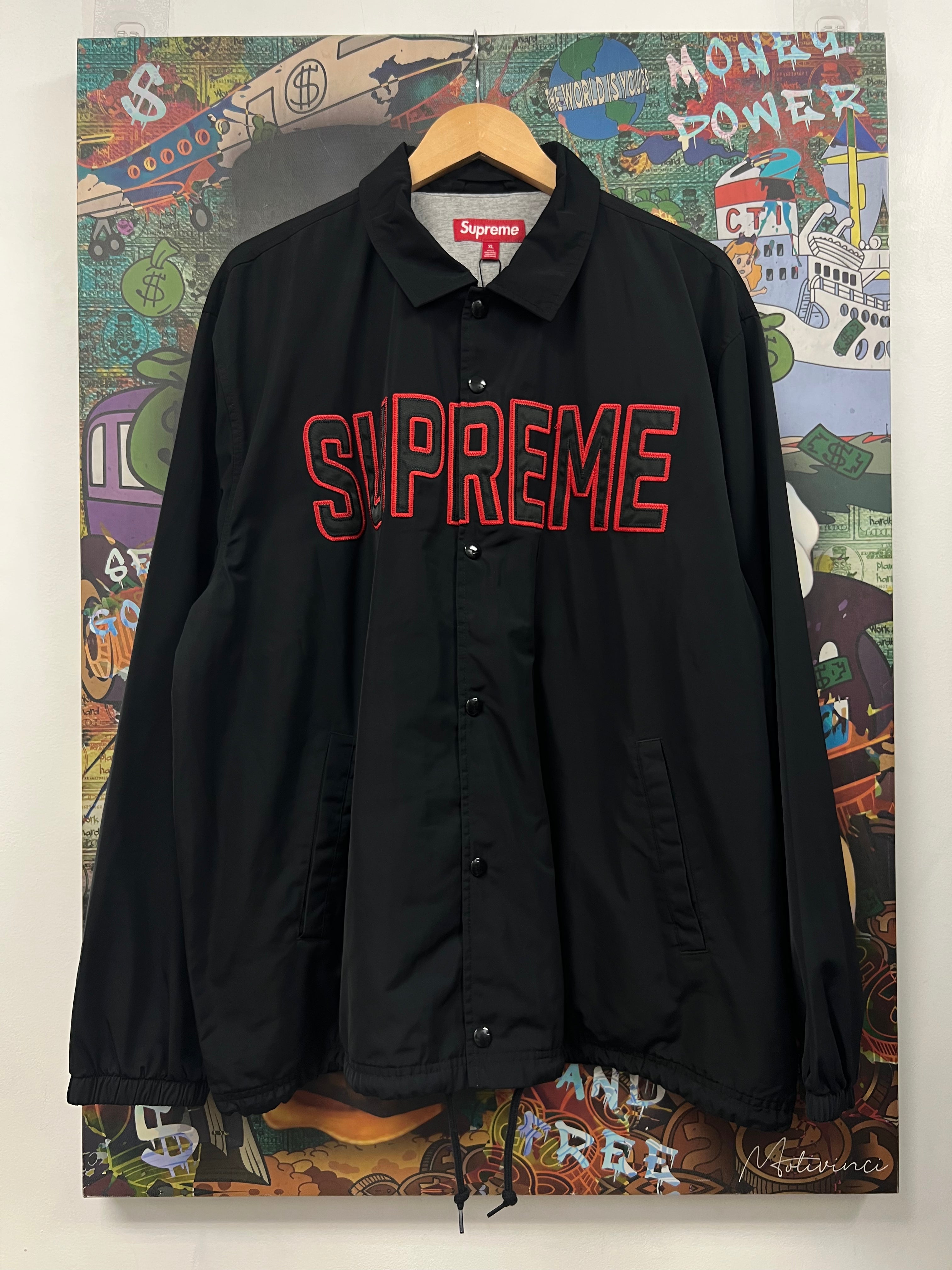 Supreme Black Red Coaches Jacket