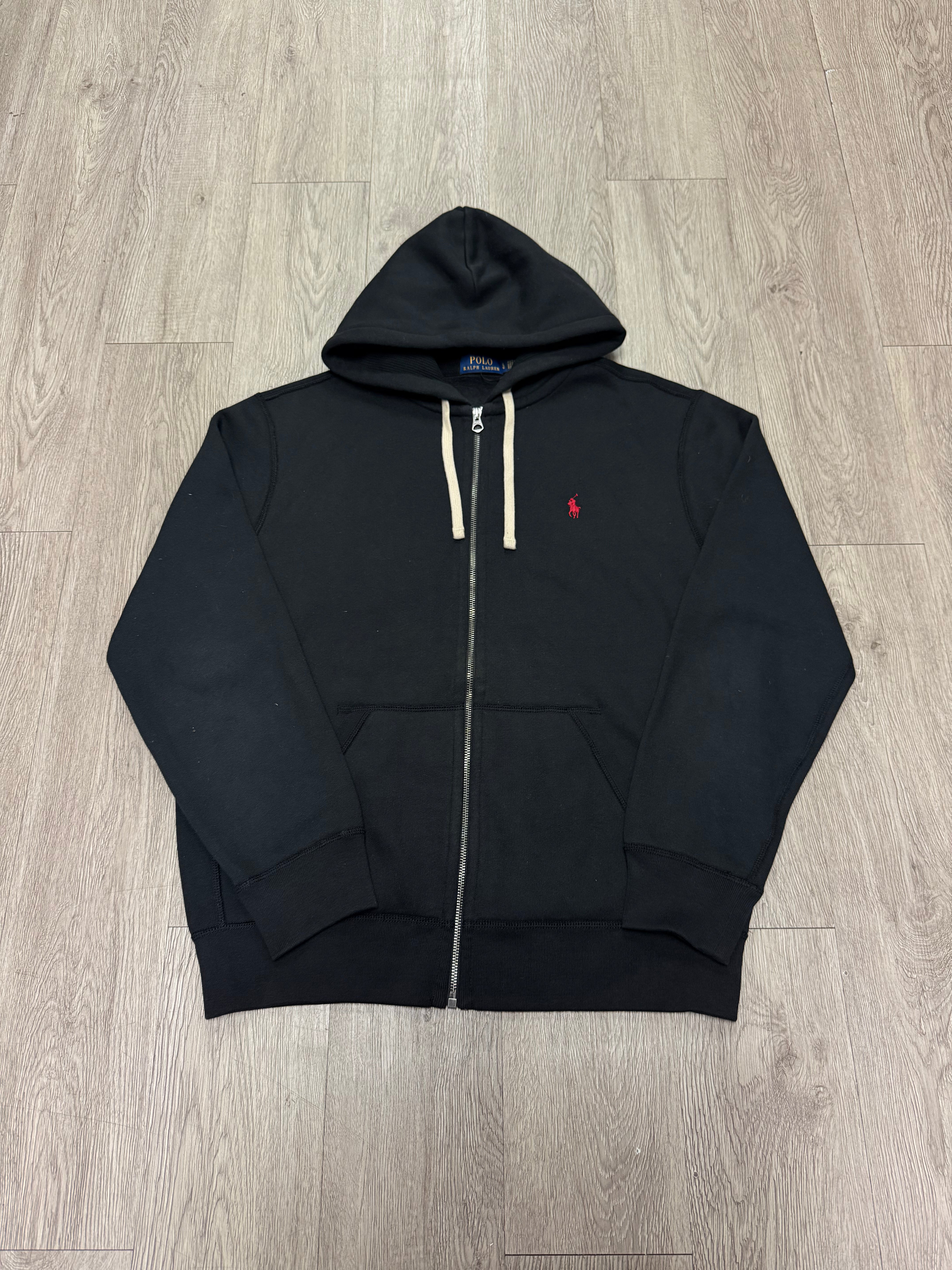 Polo Ralph Lauren Black Red Thermal Zip Up Hoodie