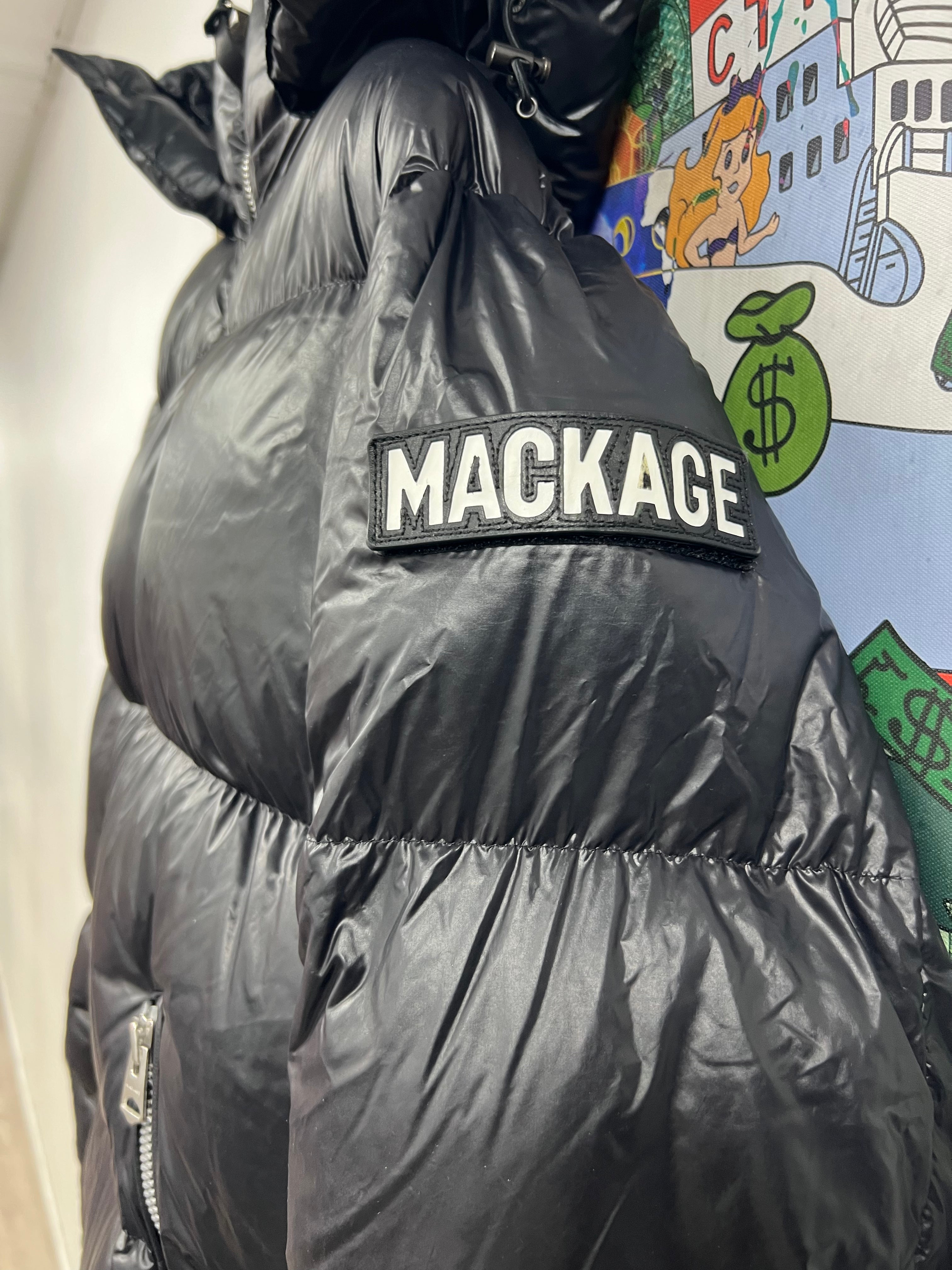 Mackage Black Sleeve Logo Puffer Jacket