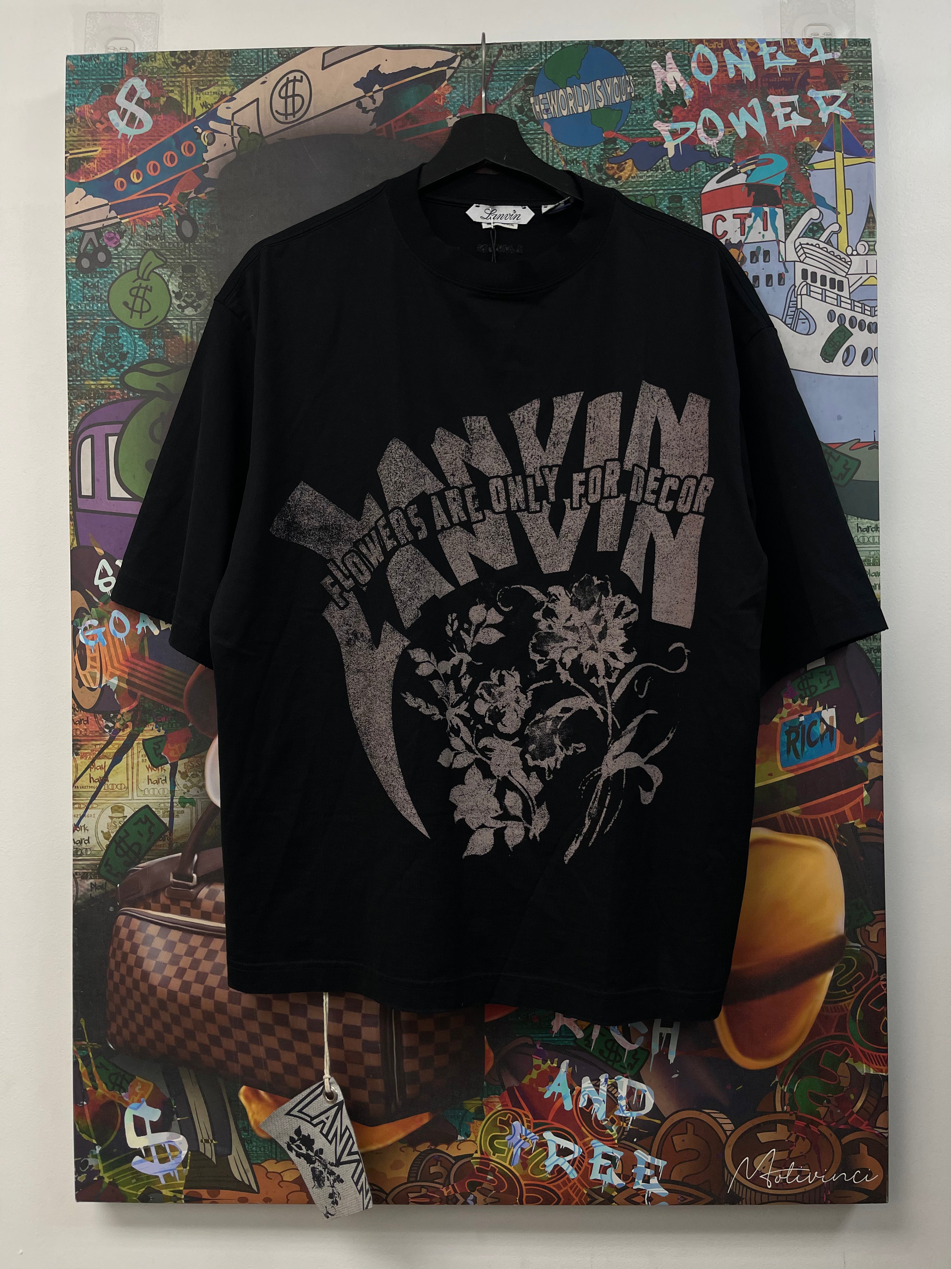 Lanvin Black Floral Tee