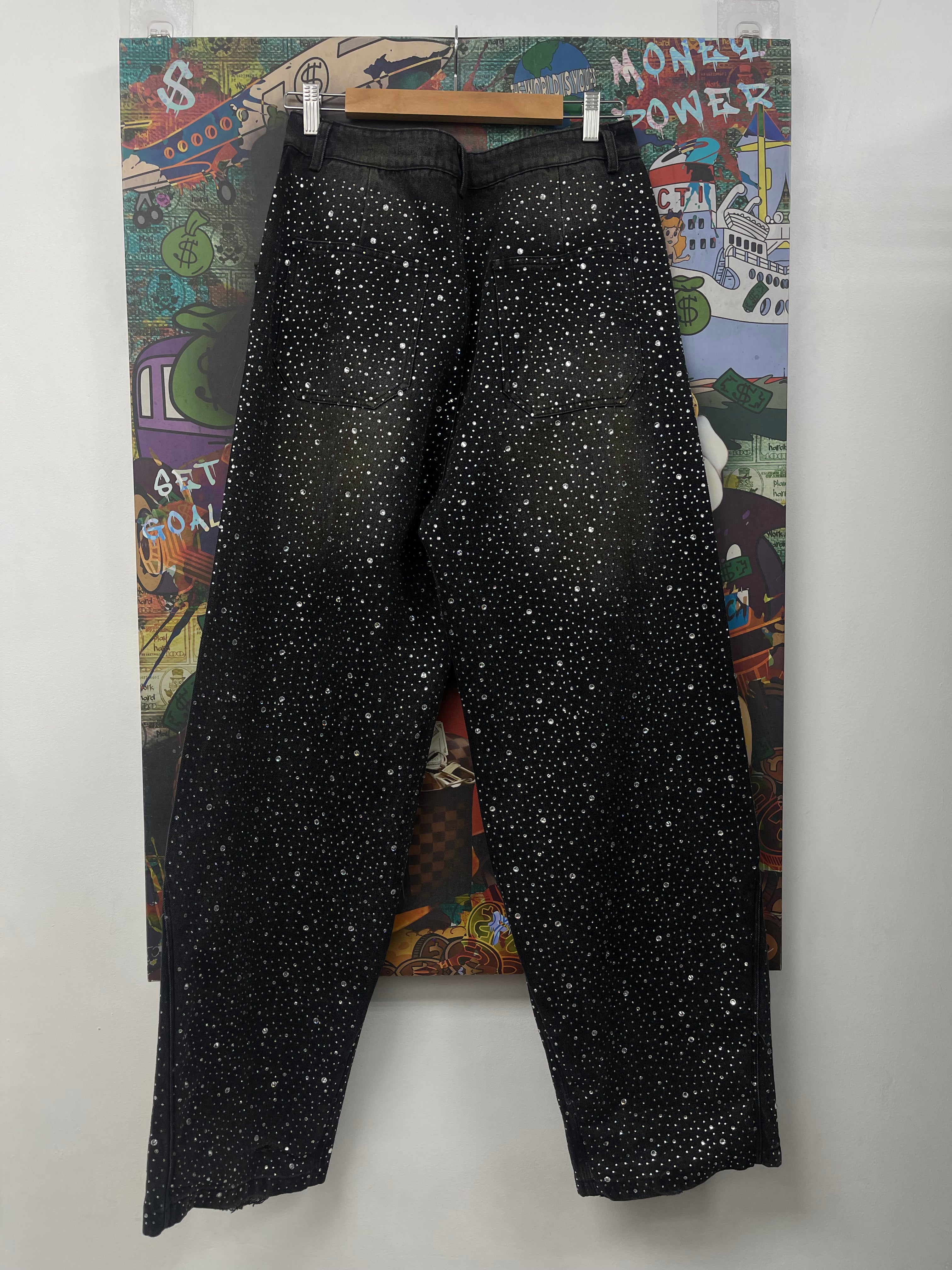 Vale Black Wash Crystal Rain Denim Jeans