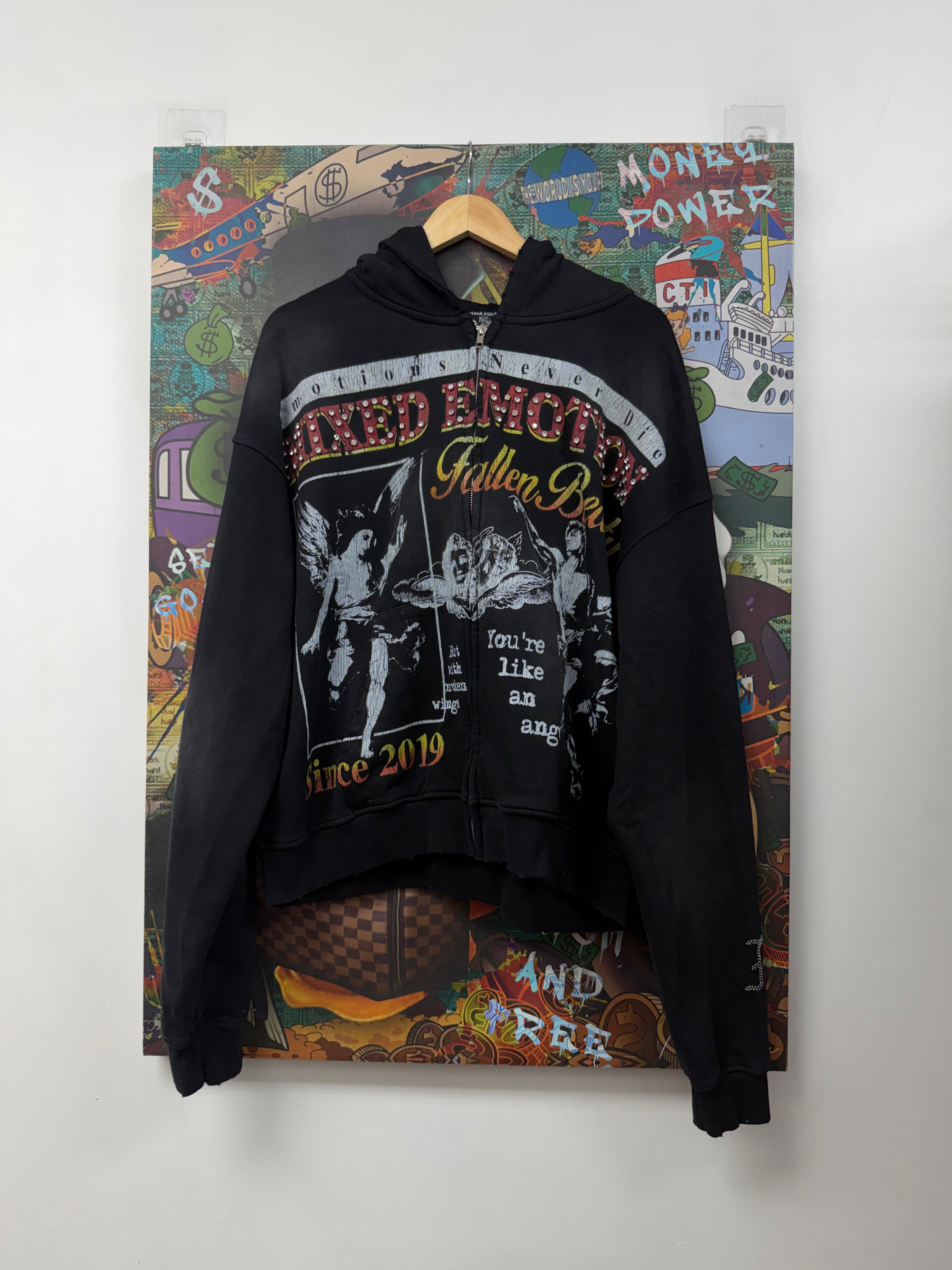 Mixed Emotions Black Broken Wings Hoodie