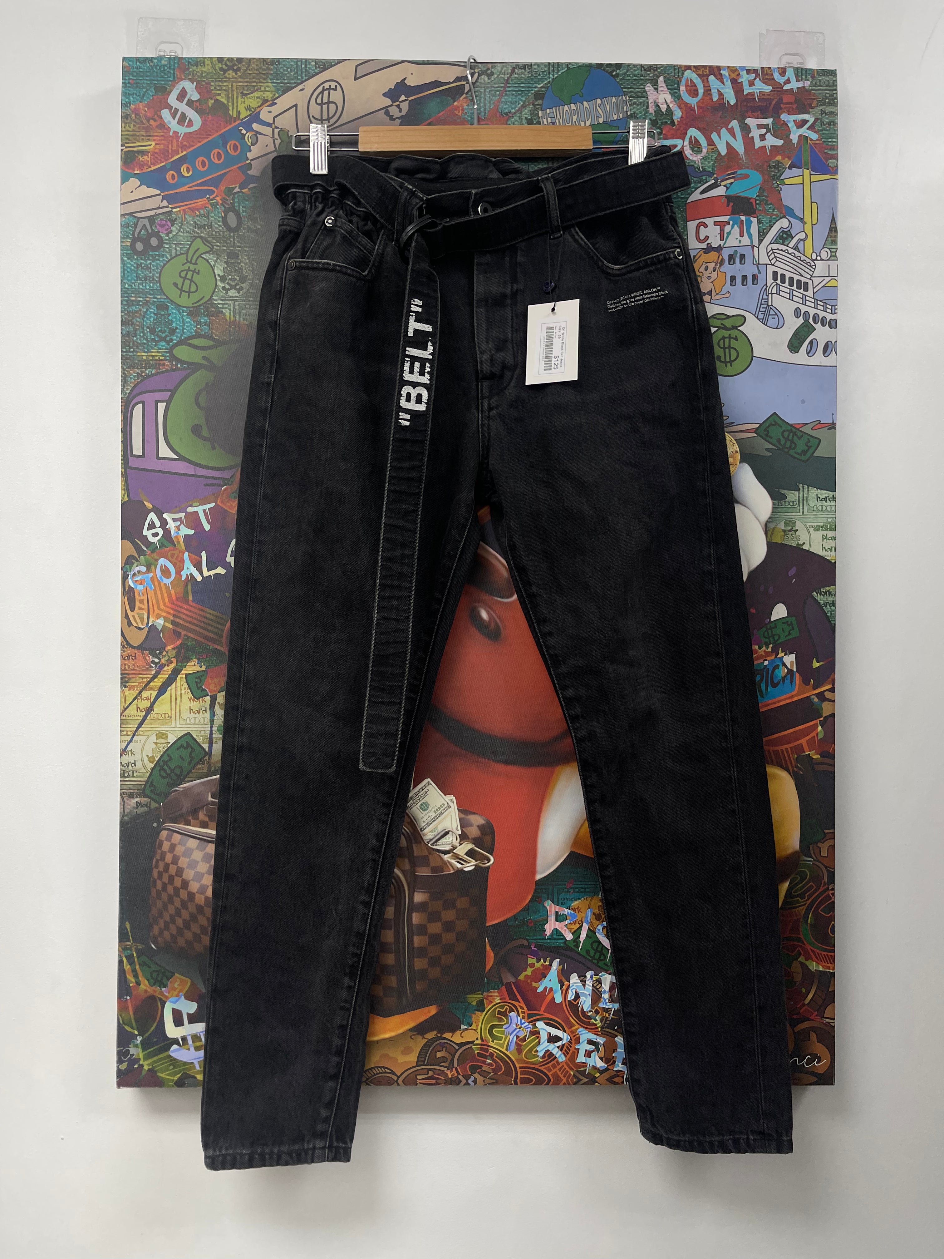 Off White Black Belt Jeans