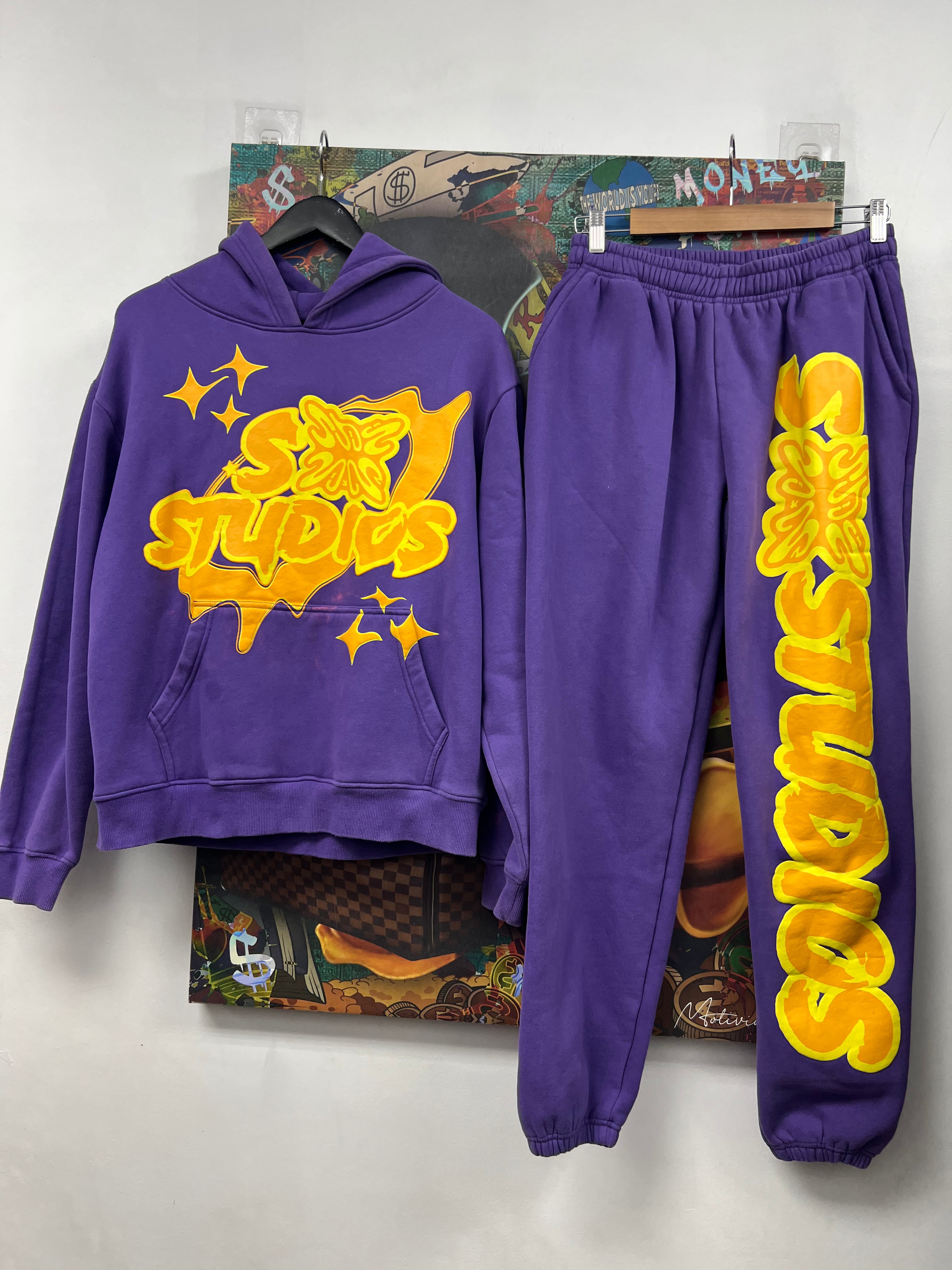 SB Studios Purple Yellow Sweatsuit