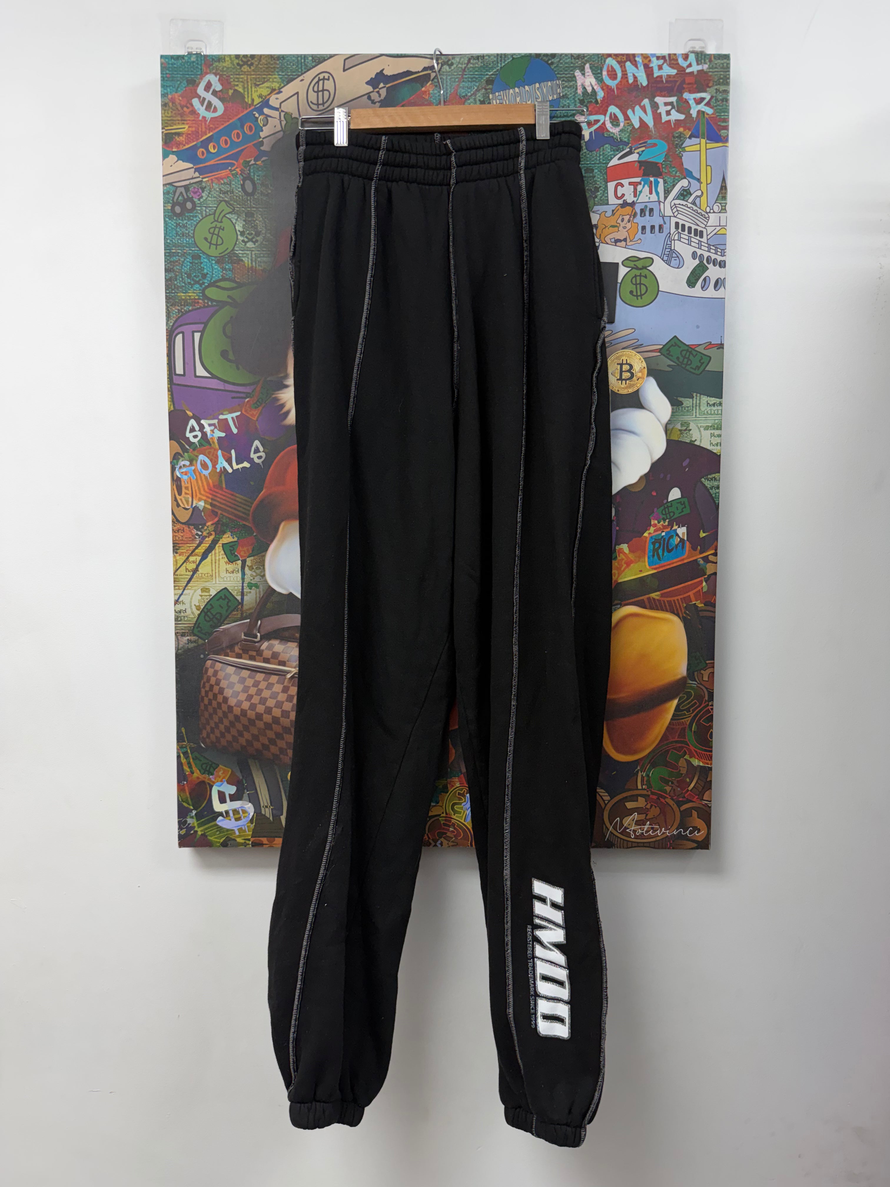 HMDD Black Silver Stitched Sweats