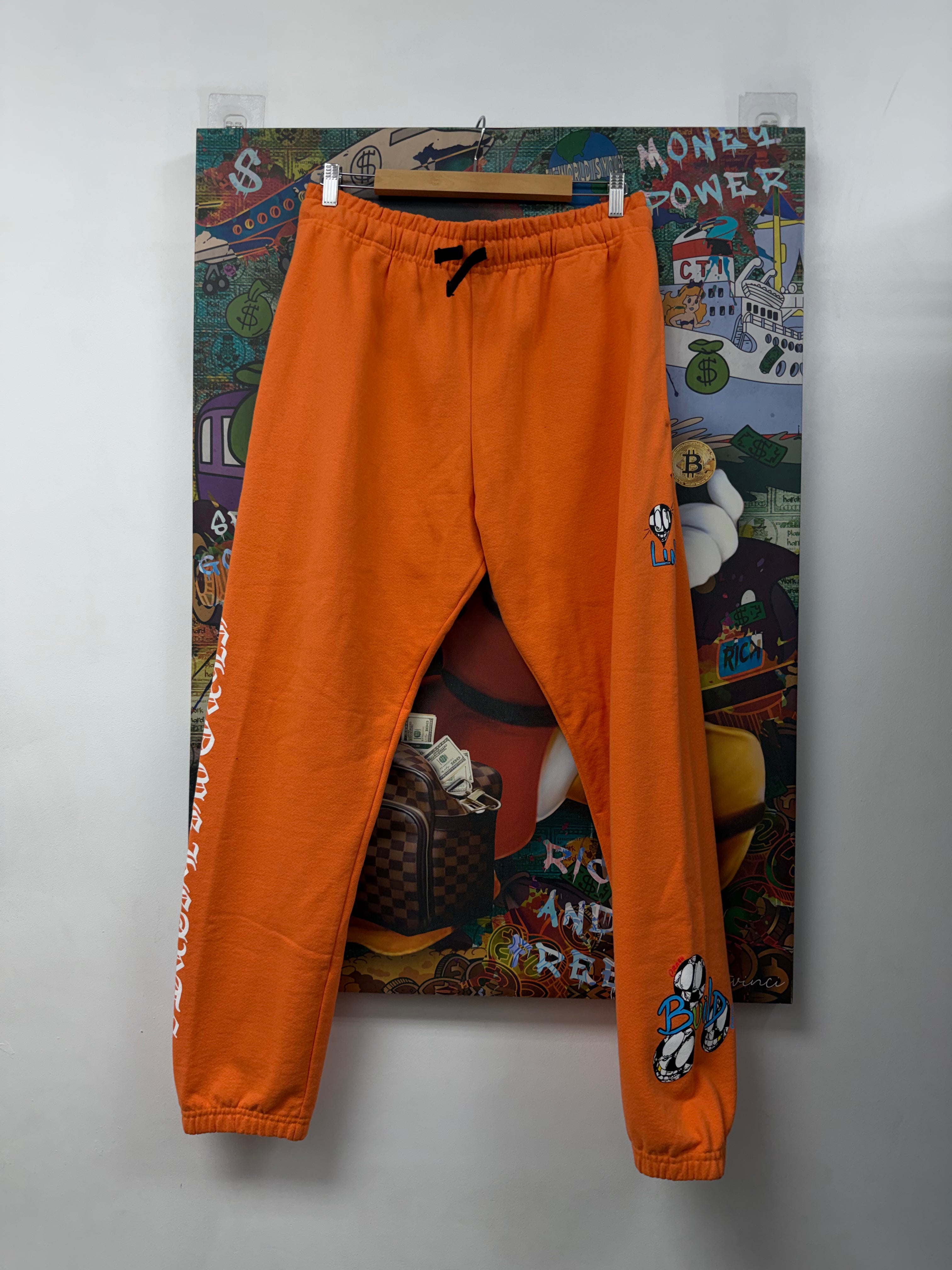 Chrome Hearts Orange Matty Boy Link Sweats