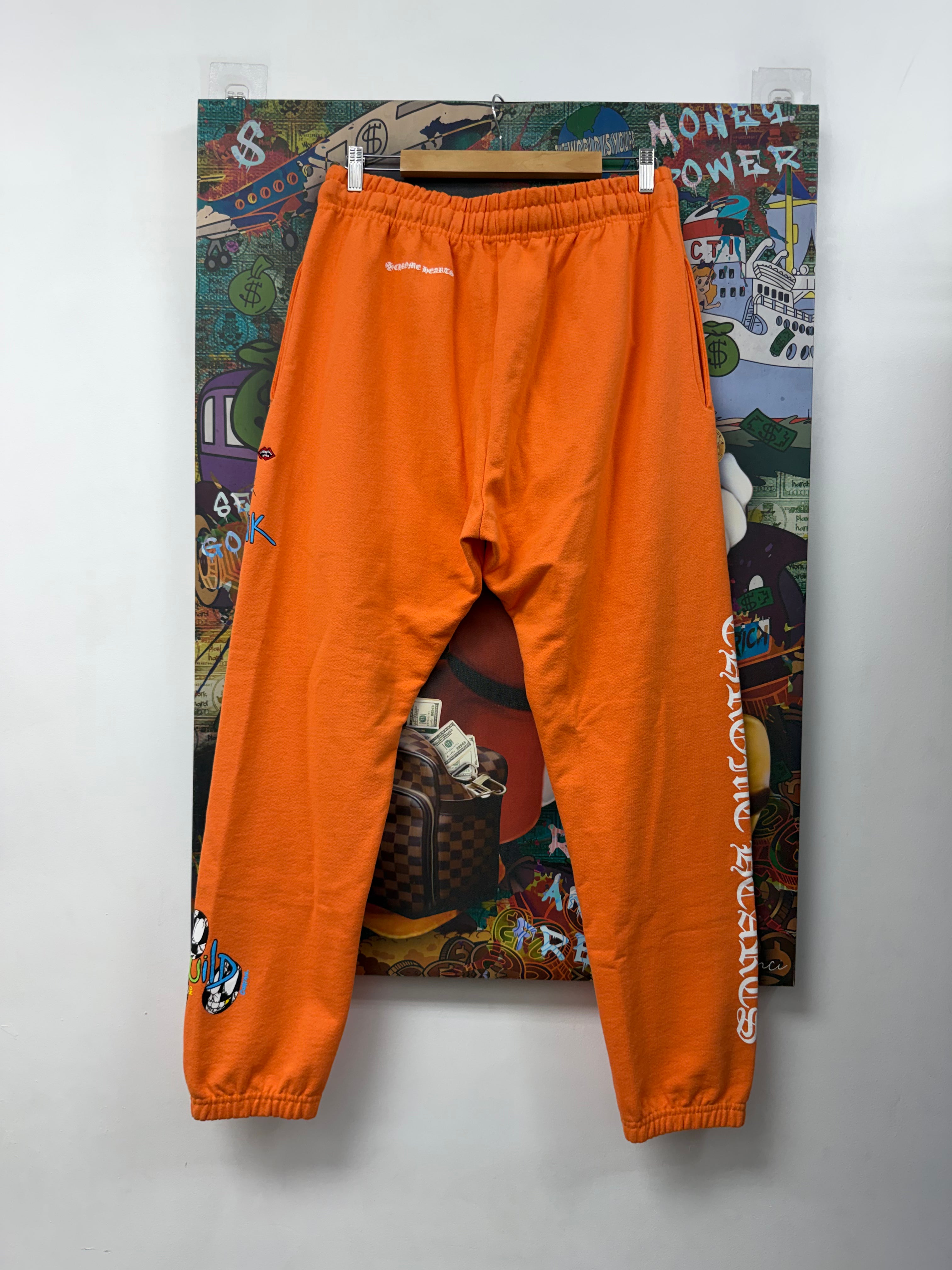 Chrome Hearts Orange Matty Boy Link Sweats