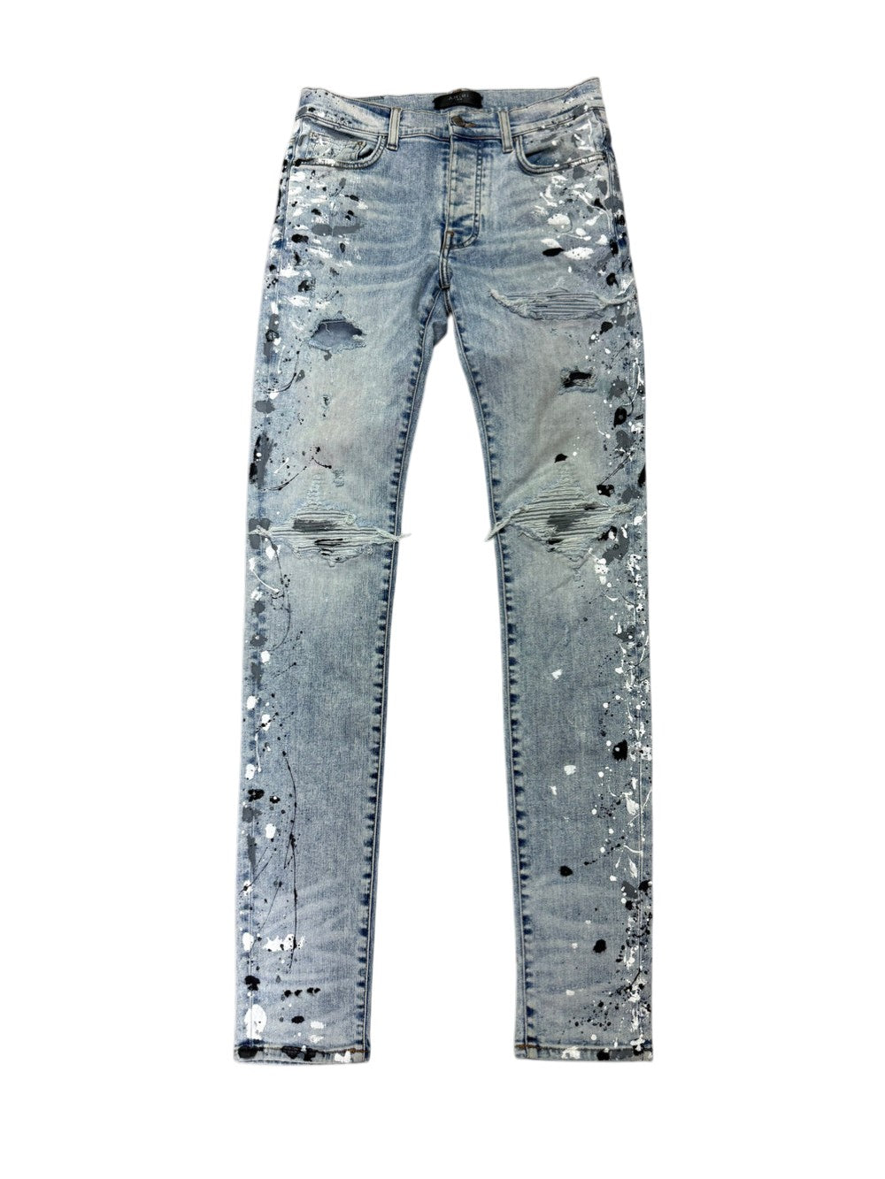 Amiri MX1 Paint Splatter Patch Light Wash Jeans