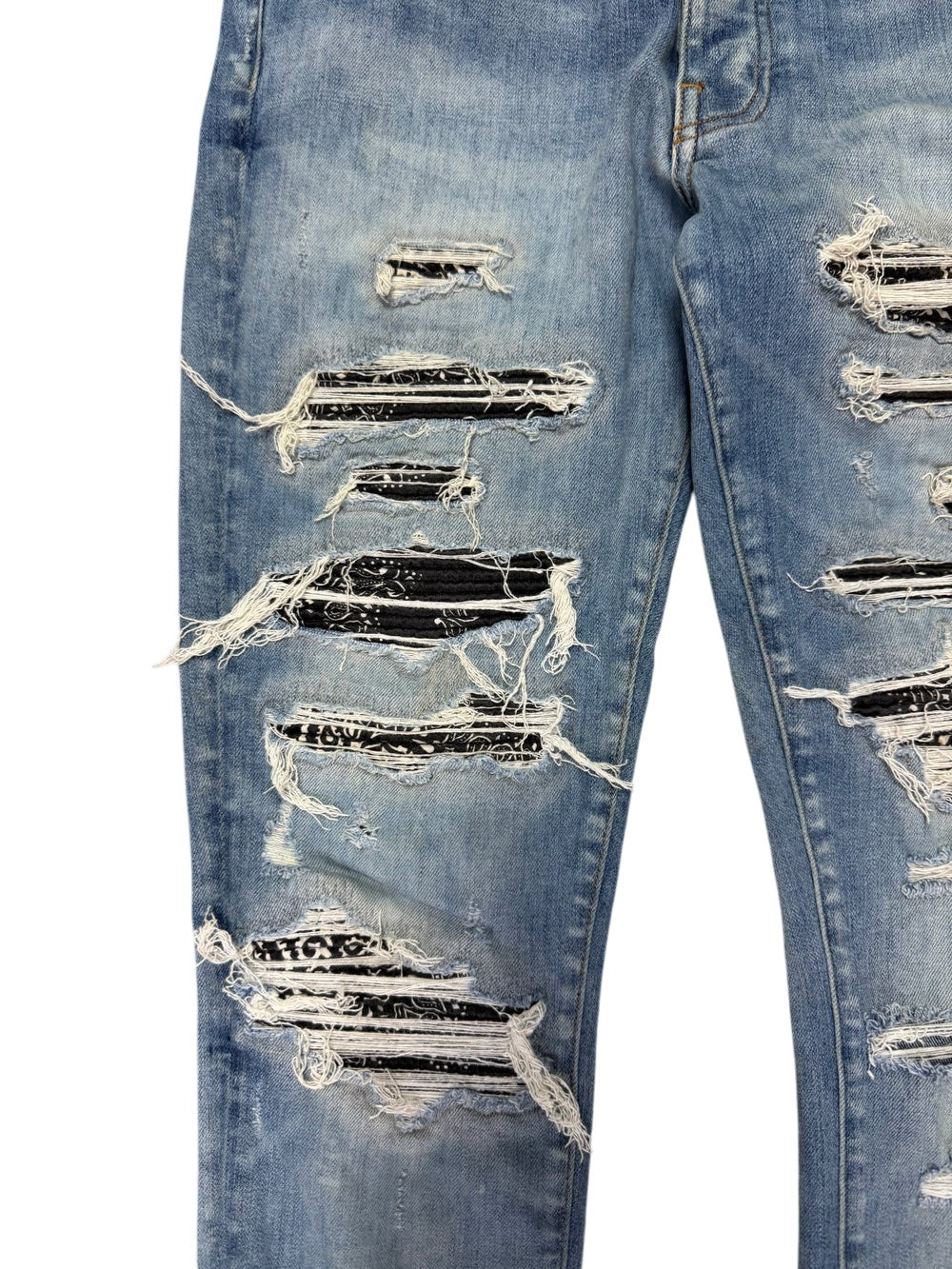 Amiri Paisley Patch Light Wash & Black Jeans