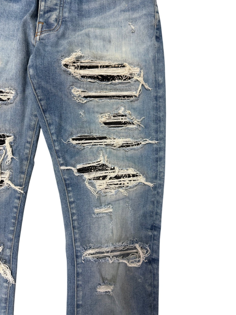 Amiri Paisley Patch Light Wash & Black Jeans