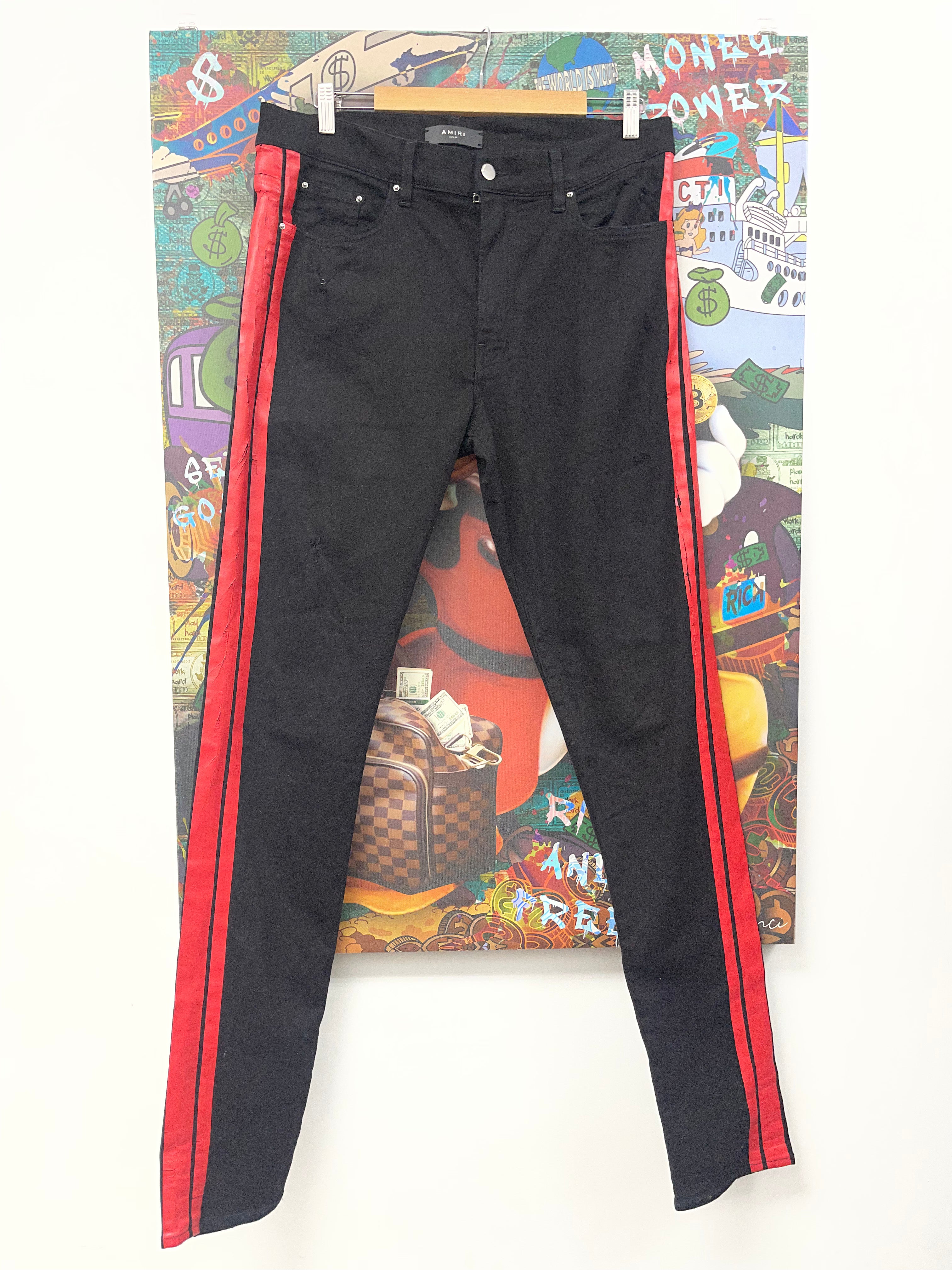 Amiri Black Red Stripe (Zipper) Jeans