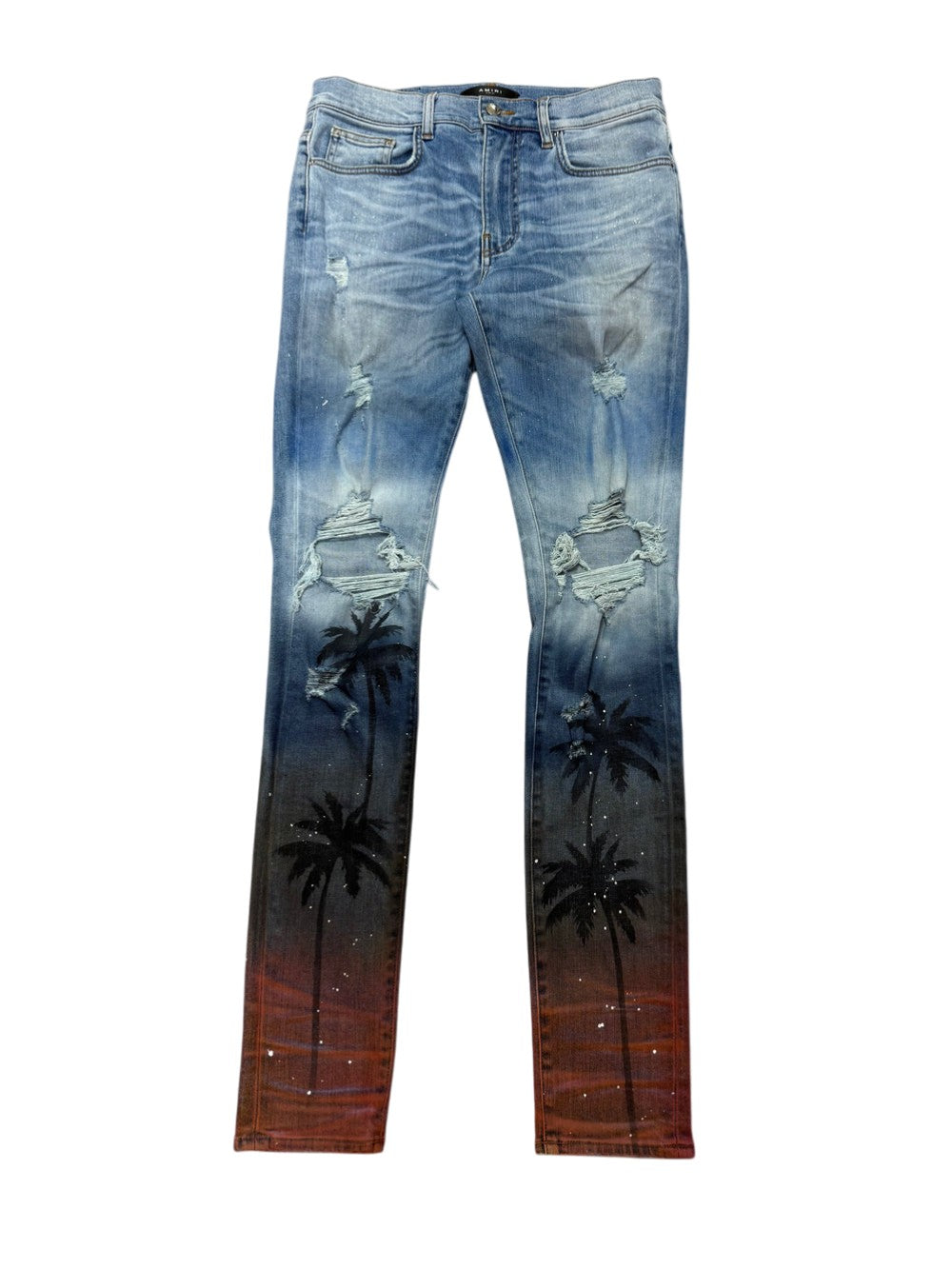 Amiri Sunset Palm Tree Light Wash Jeans