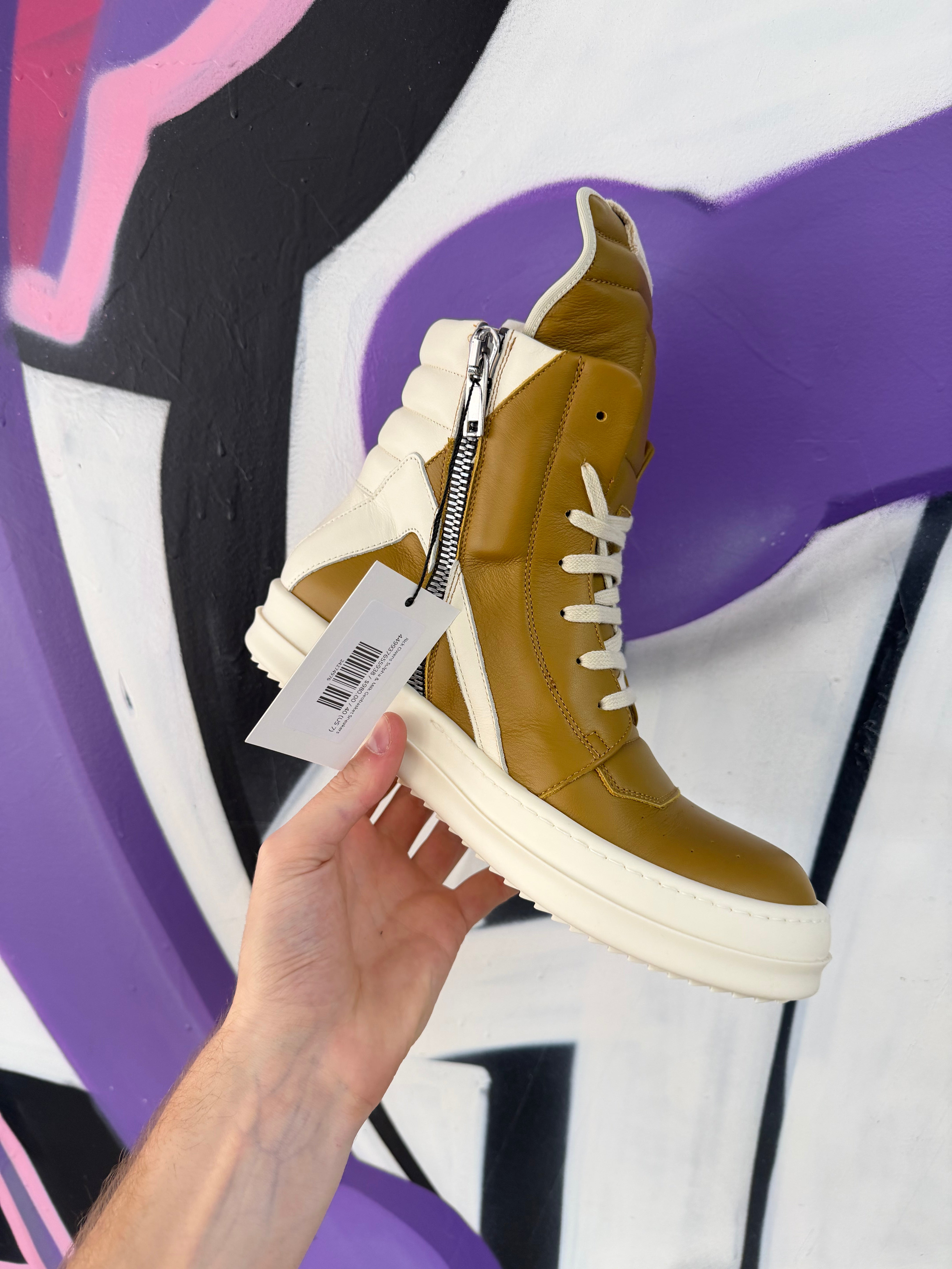 Rick Owens Sulpha & Milk Geobasket Sneakers